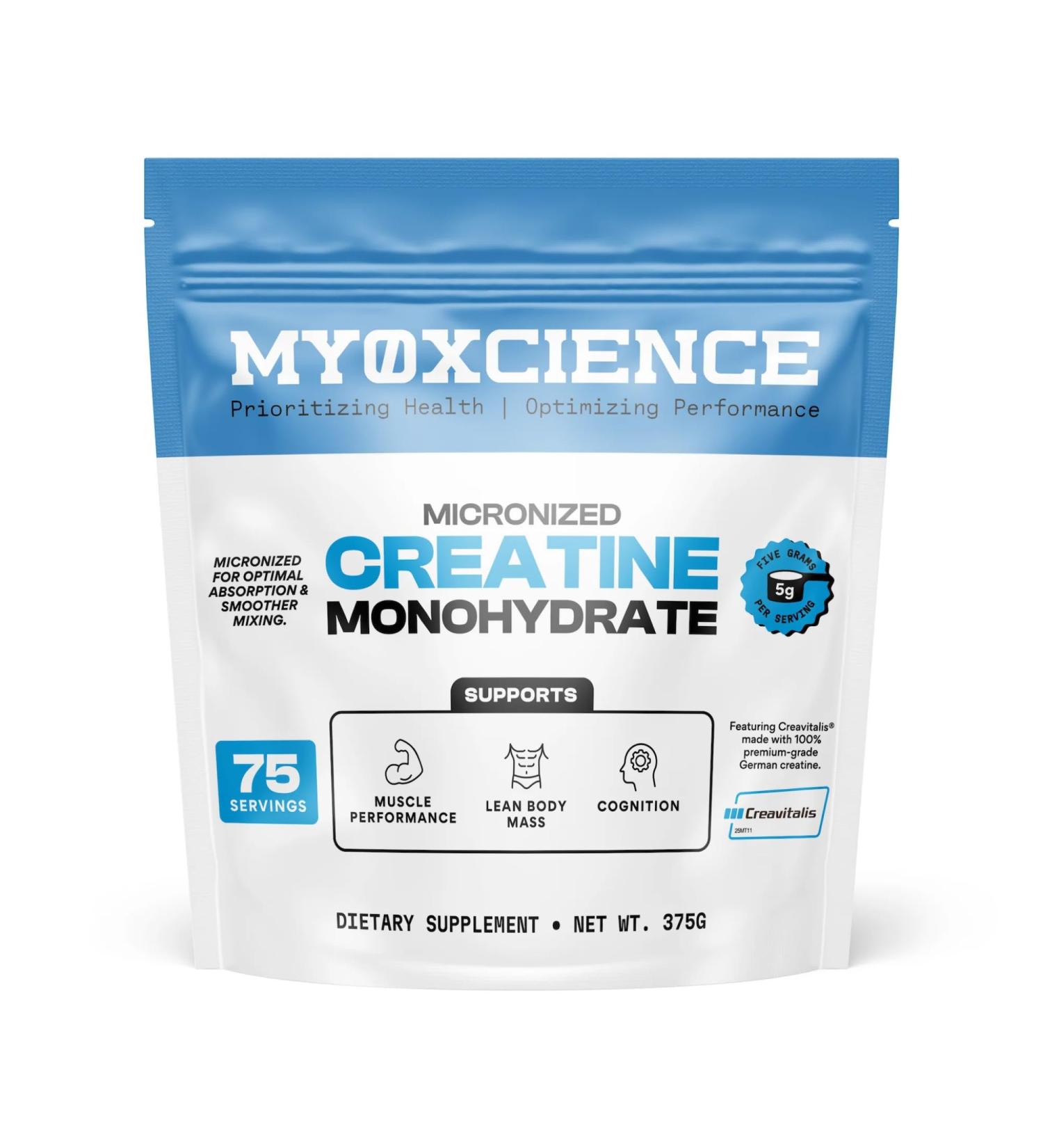 MYOXCIENCE Micronized Creavitalis Creatine | The World s Purest Micronized Form of Creatine Monohydrate | Supports Muscle Performance Lean Body Mass & Cognition | 75 Servings - Buy Online on GoSupps.com