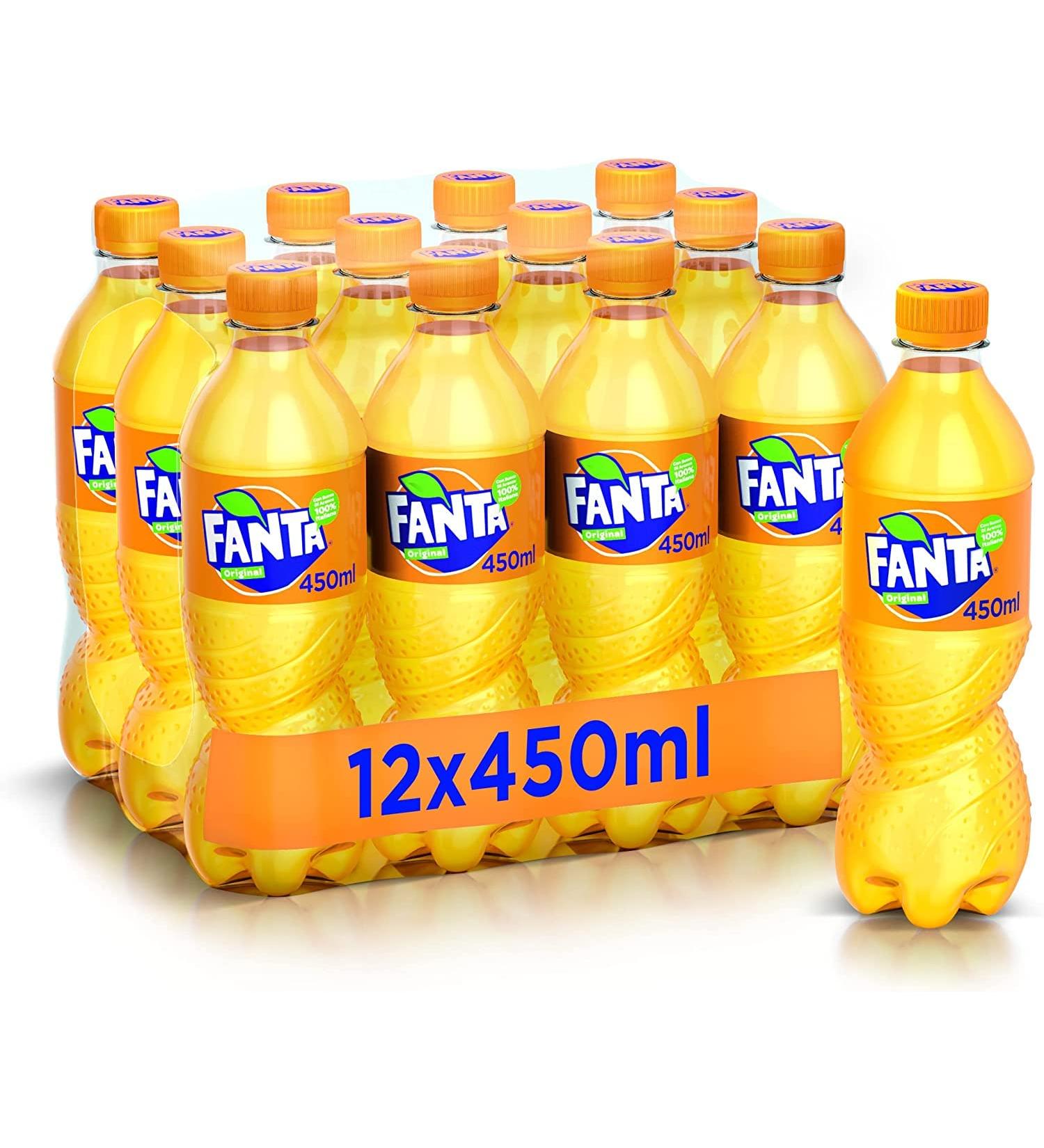 Fanta Aranciata Original Pack of 12 PET soft drinks 450 ml 100% Italian Orange - Buy Online on GoSupps.com