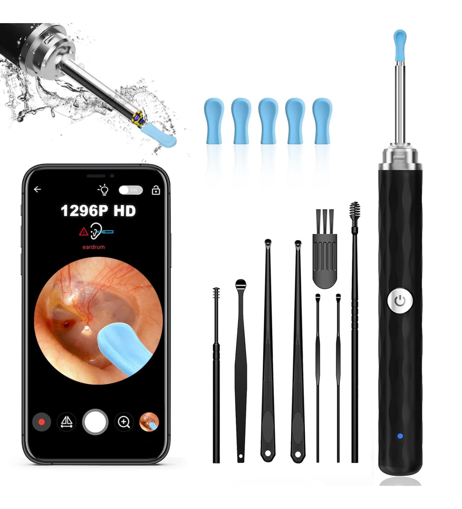 Ear Wax Removal Ear Cleaner with Camera and Light Ear Wax Removal Kit with 1296P Otoscope Ear Cleaning Tool with 7 Ear Spoon