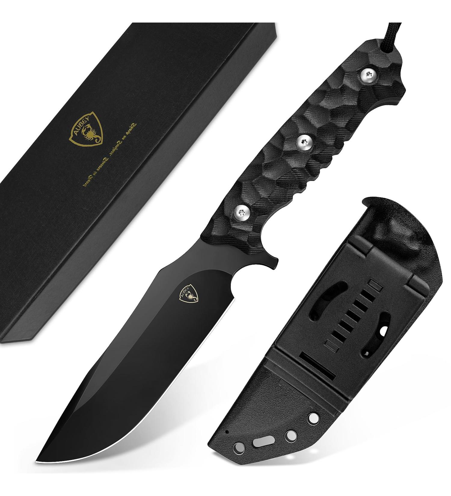 Aubrey Black Swallow Outdoor Knife - D2 Steel Blade G10 Handle | Sharp Hunting & Camping Knife with Kydex Sheath - Perfect Survival Gift - Buy Online on GoSupps.com