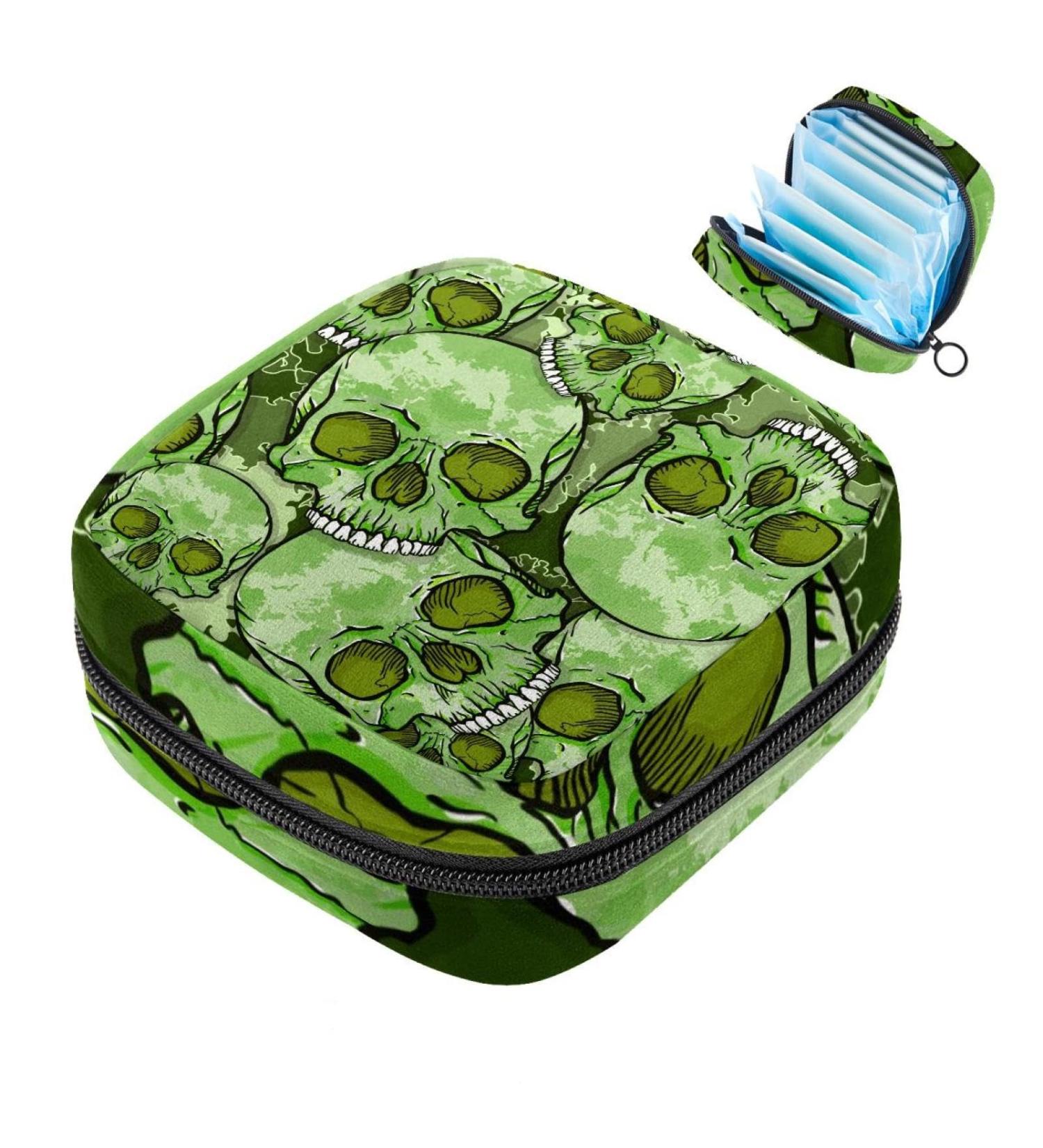 Muoooum Pirate Skull Sword Pattern Menstrual Pad & Cup Storage Bag - Portable Zip Pocket for Teen Girls & Women | Color 3 - Buy Online on GoSupps.com