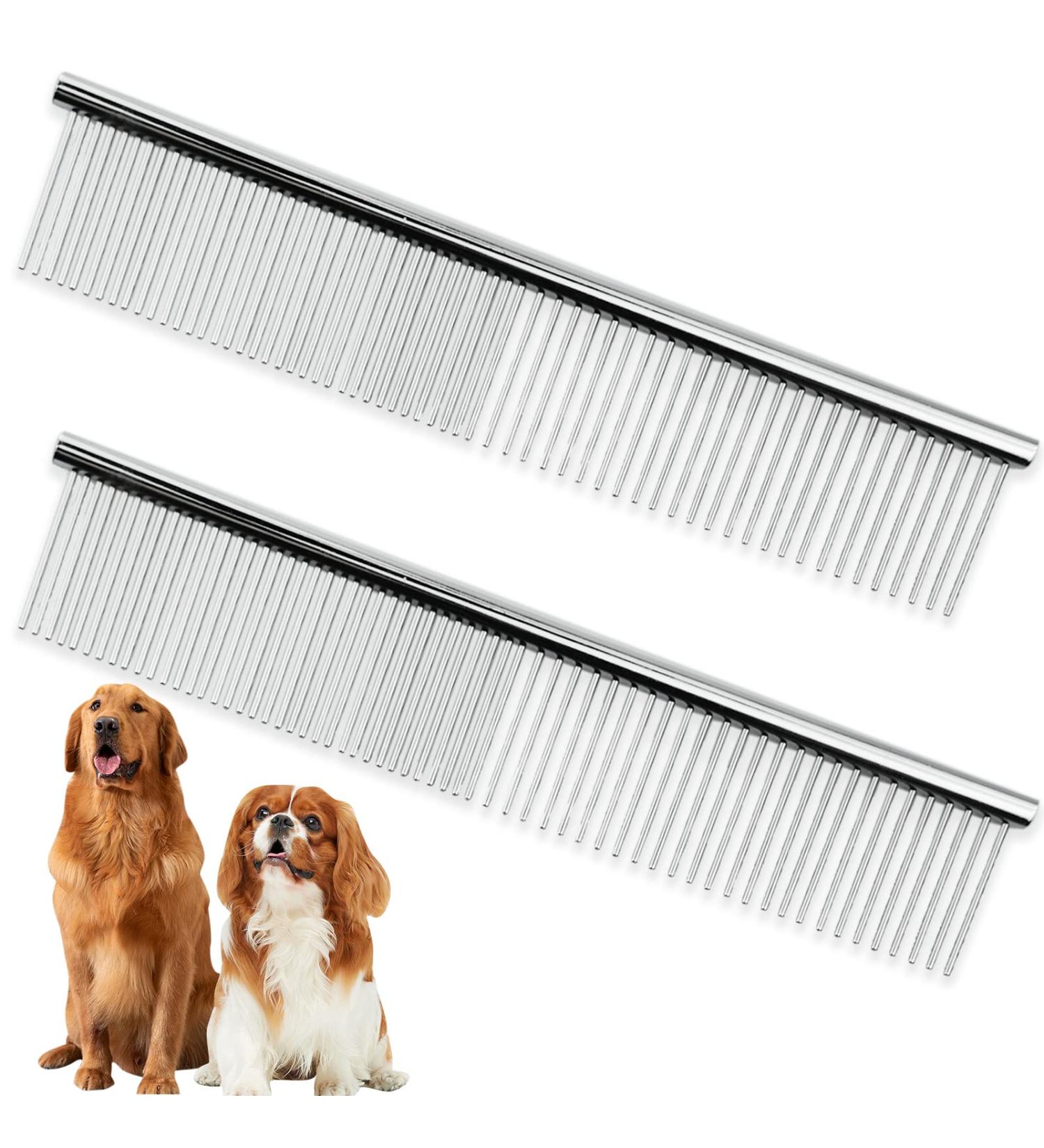 Stainless Steel Pet Grooming Comb 19 x 3.5 cm Rounded Teeth Dog Comb Greyhound Comb Grooming Tools for Large Medium and Small Dogs Cats Horse - Buy Online on GoSupps.com