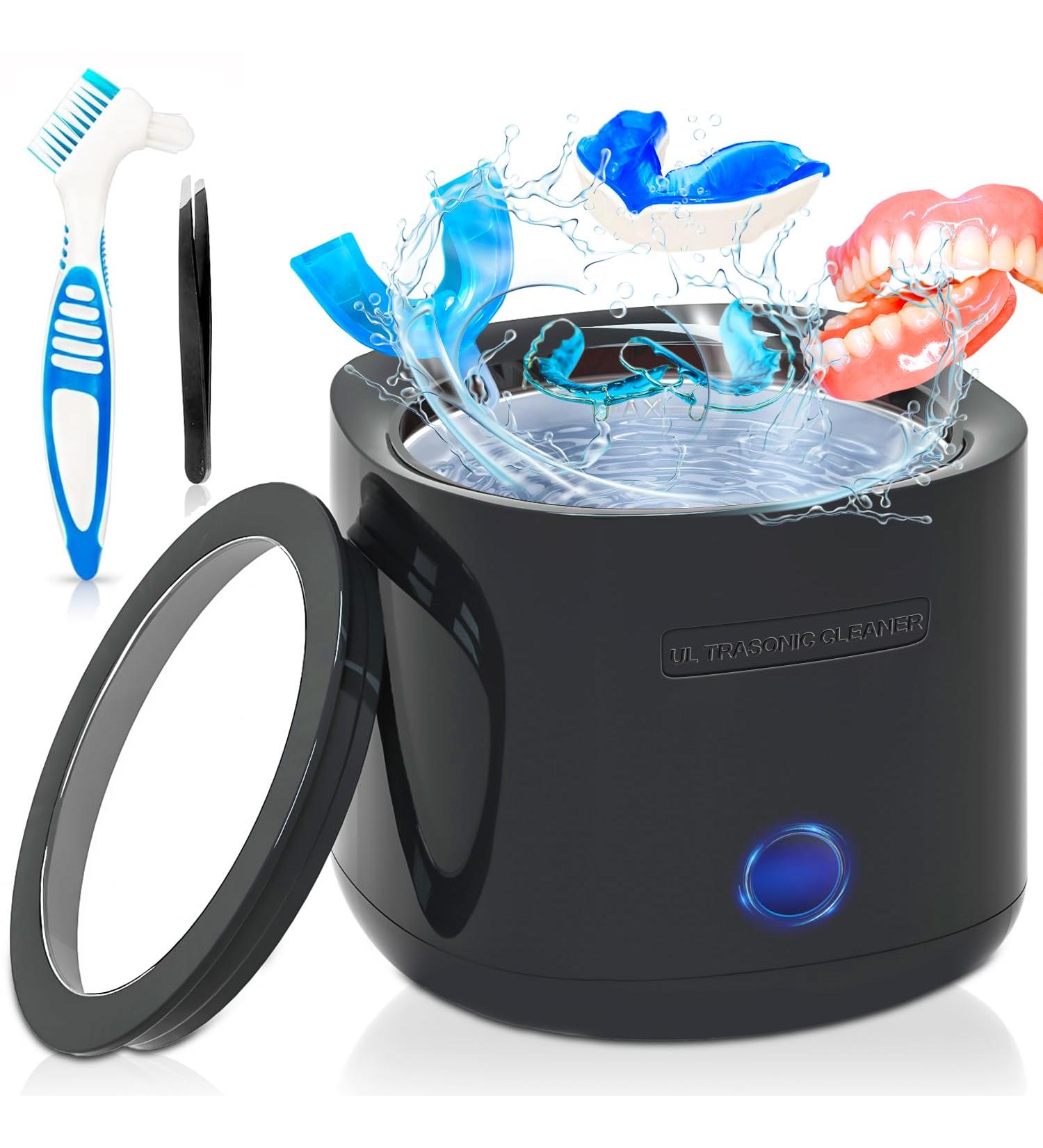 Ultrasonic Cleaner Retainer Cleaning Machine: 42kHz Ultra Sonic Denture Cleaner - 180ML Portable Dental Cleaning Pod for Aligner Braces Mouth Guard - Buy Online on GoSupps.com