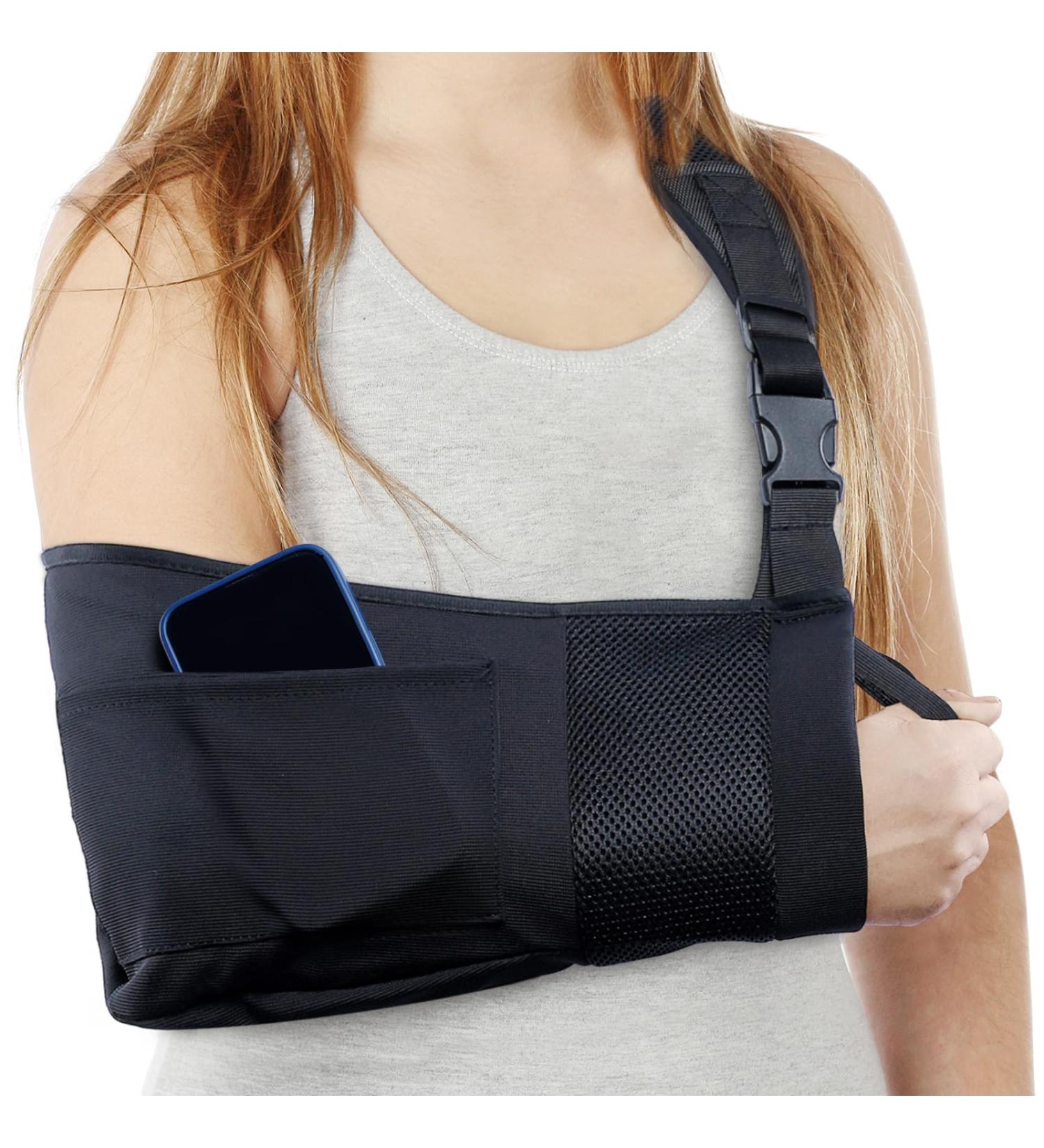 Arm Sling Shoulder Injury Immobilizer | Adjustable Rotator Cuff Support Brace for Men & Women | One Size Fits All for Left & Right Arm - Buy Online on GoSupps.com