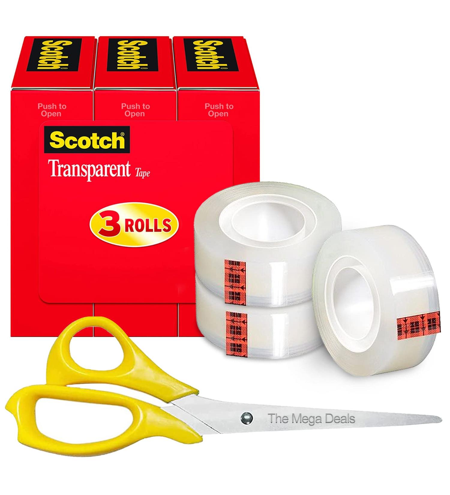Tape Transparent Tape Clear Tape 3 Rolls Tape Refills 1/2 inch x 1296 inch 3 Boxes Tape Refills for Dispenser + Scissors All Purpose 3 Count - Buy Online on GoSupps.com