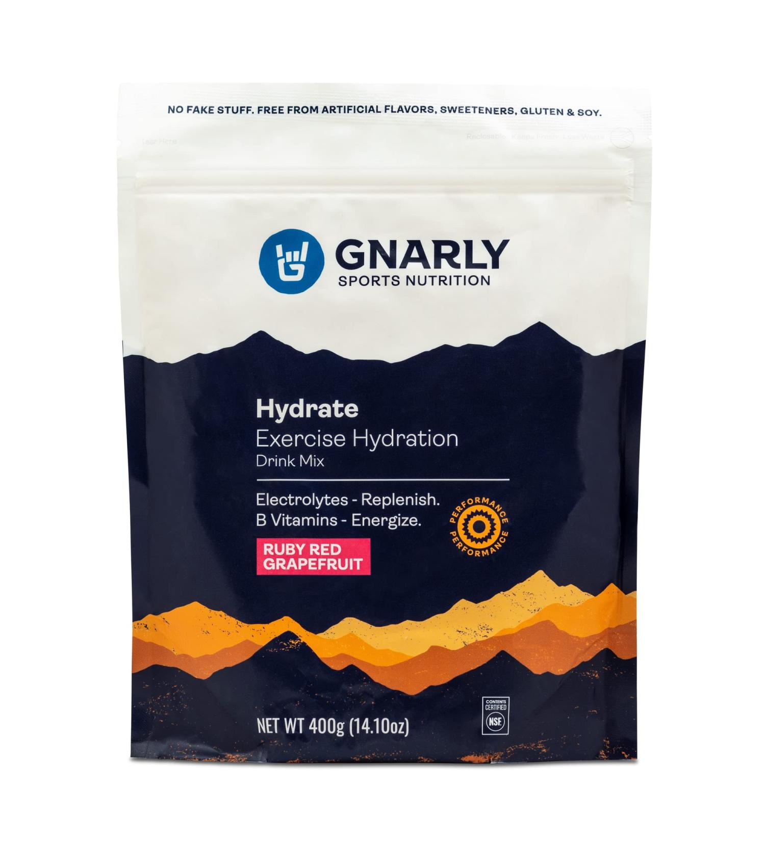 Gnarly Nutrition Hydrate Electrolyte Powder - Ruby Red Grapefruit Flavor | B Vitamins & Trace Minerals | 40 Servings - Buy Online on GoSupps.com