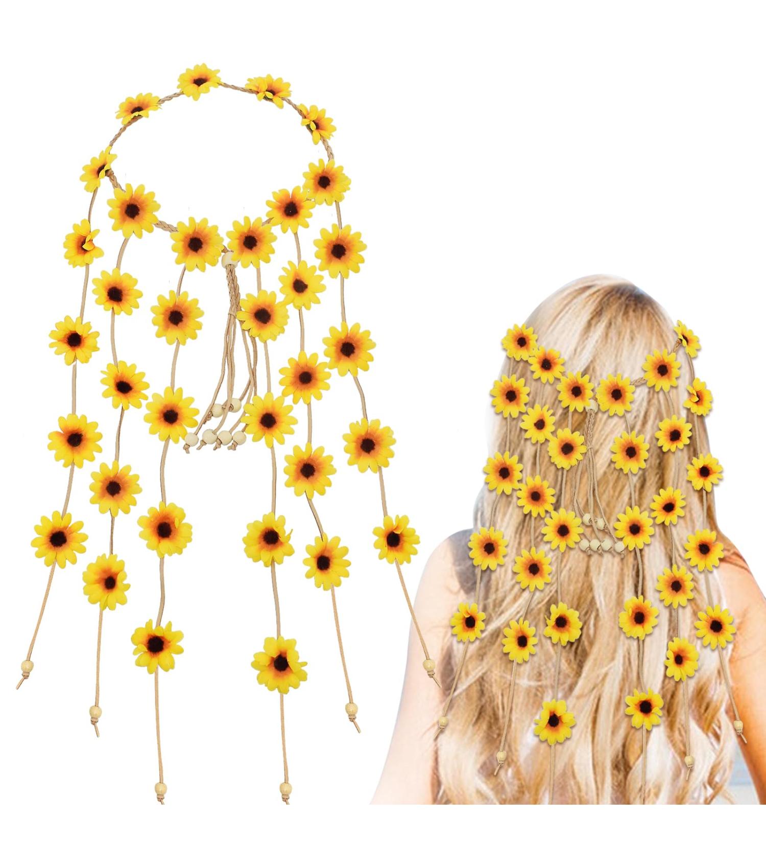 Sunflower Hair Accessories Sunflower Headband Floral Hippie Accessories Flower Wreath Hair for Carnival Wedding - Buy Online on GoSupps.com