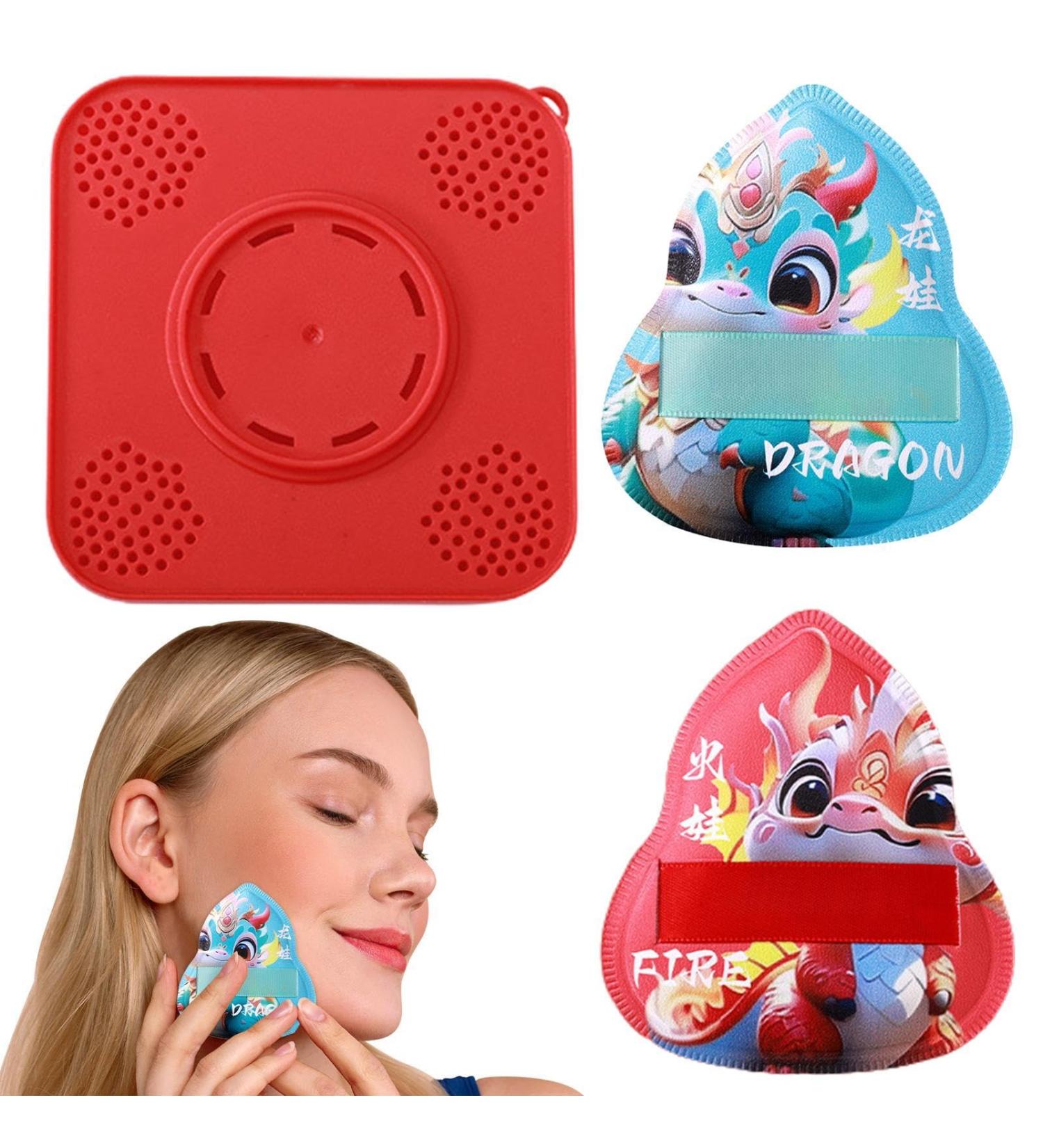 Loose Powder Puff Makeup Powder Puff 2 Pieces Face Powder Puff with Dragon Pattern - Pressed Powder Applicator Pad Makeup Sponges with Storage Box Beauty Makeup Tools - Buy Online on GoSupps.com