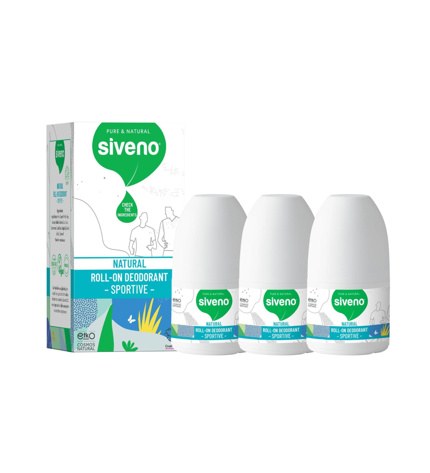 Siveno All Natural Deodorant Roll-On | Aluminum Free Deodorant for Women & Men | Organic Vegan | Fresh Non Staining Non Irritating | Cruelty Free Non Toxic Paraben Free | Sportive Pack of 3 Sportive 1.76 Fl Oz (Pack of 3) - Buy Online on GoSupps.com