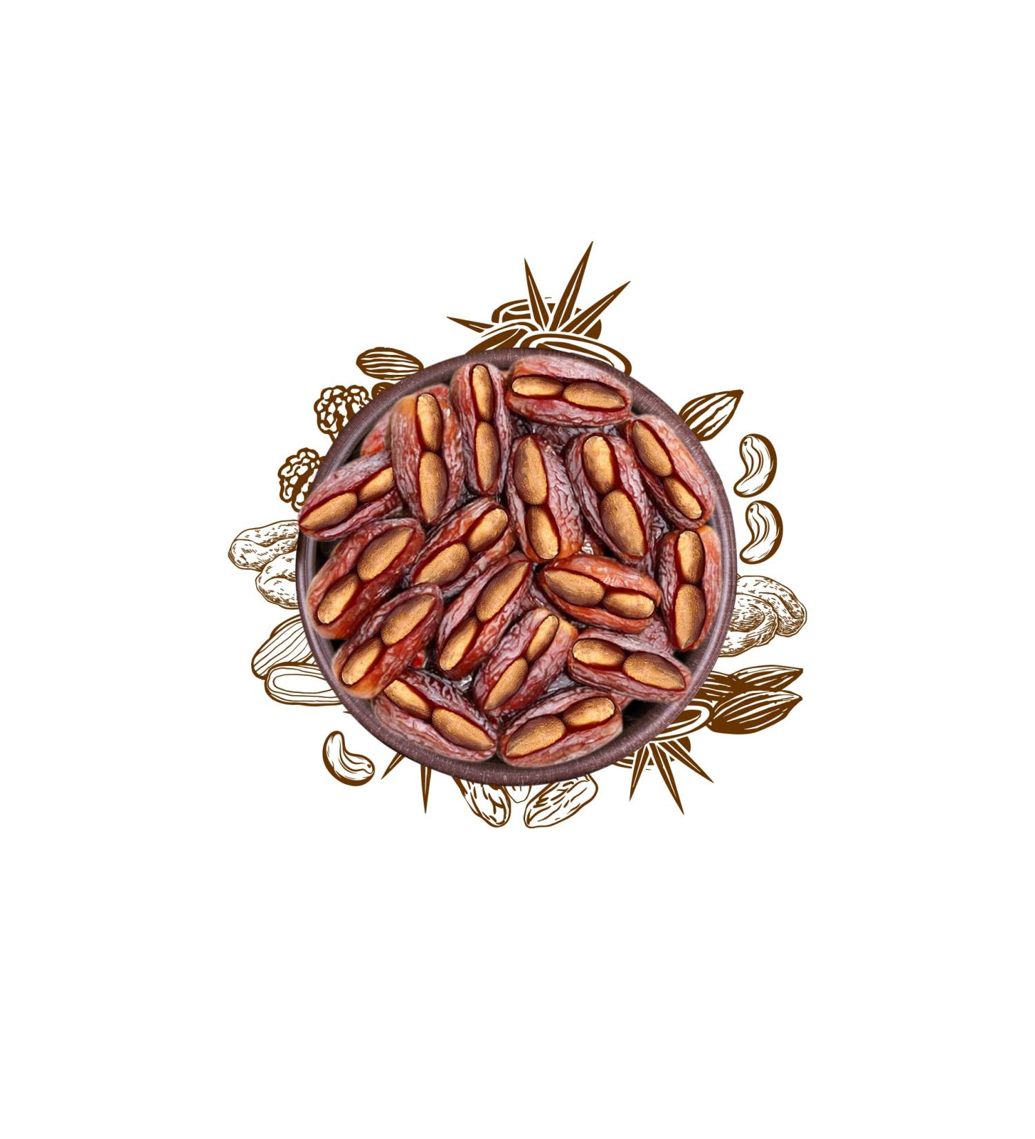 Sunnah Shop Sunnah Shop Nutty Dates - Medjool Dates Stuffed with Almonds from Palestine 500g | Freshly Harvested Royal Dates | Unique Caramel Flavor | 100% Natural - No Additives