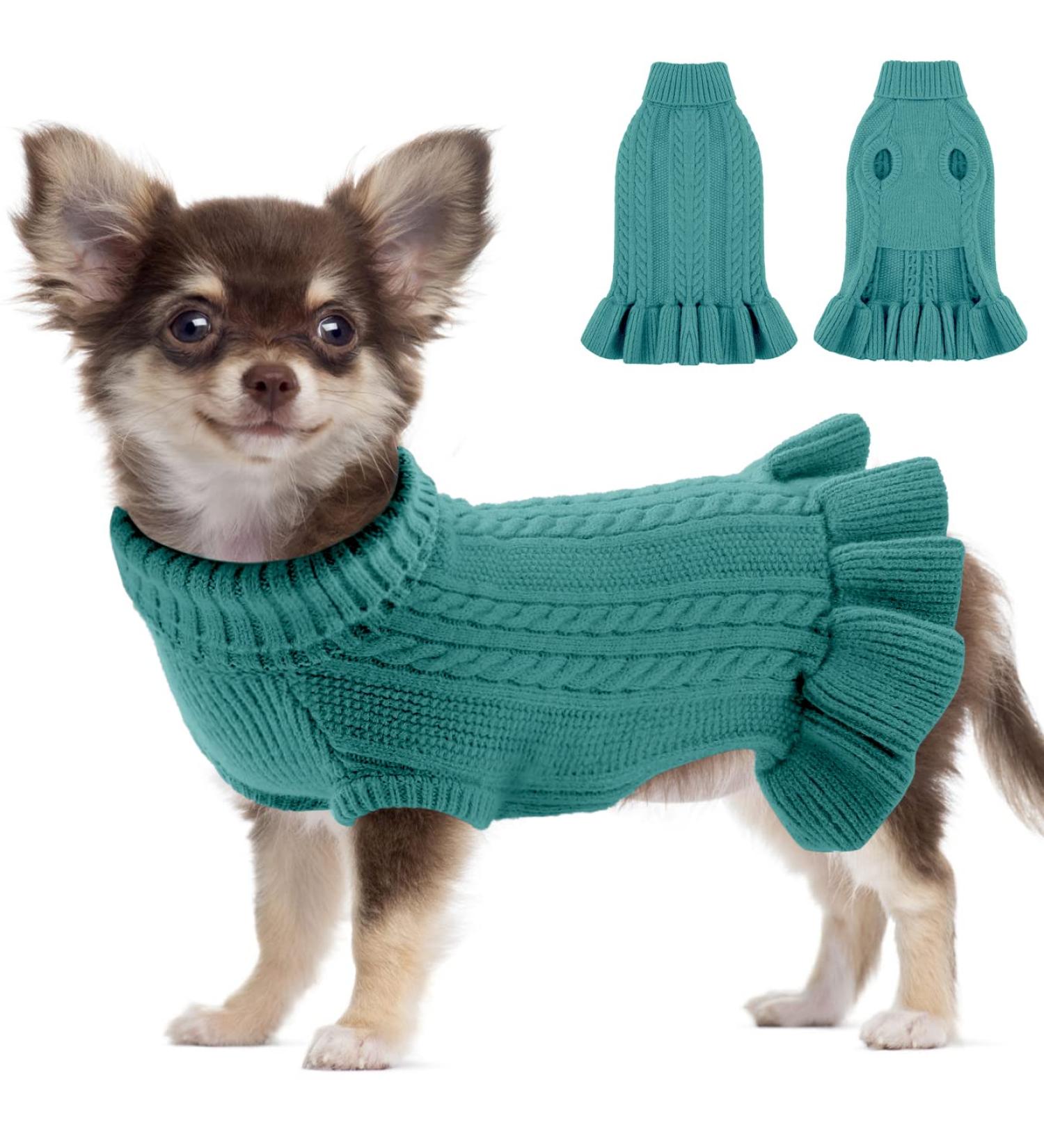 Soft Warm Dog Sweater - Winter Puppy Clothing & Christmas Pet Outfits | Peacock Green XXL - Buy Online on GoSupps.com