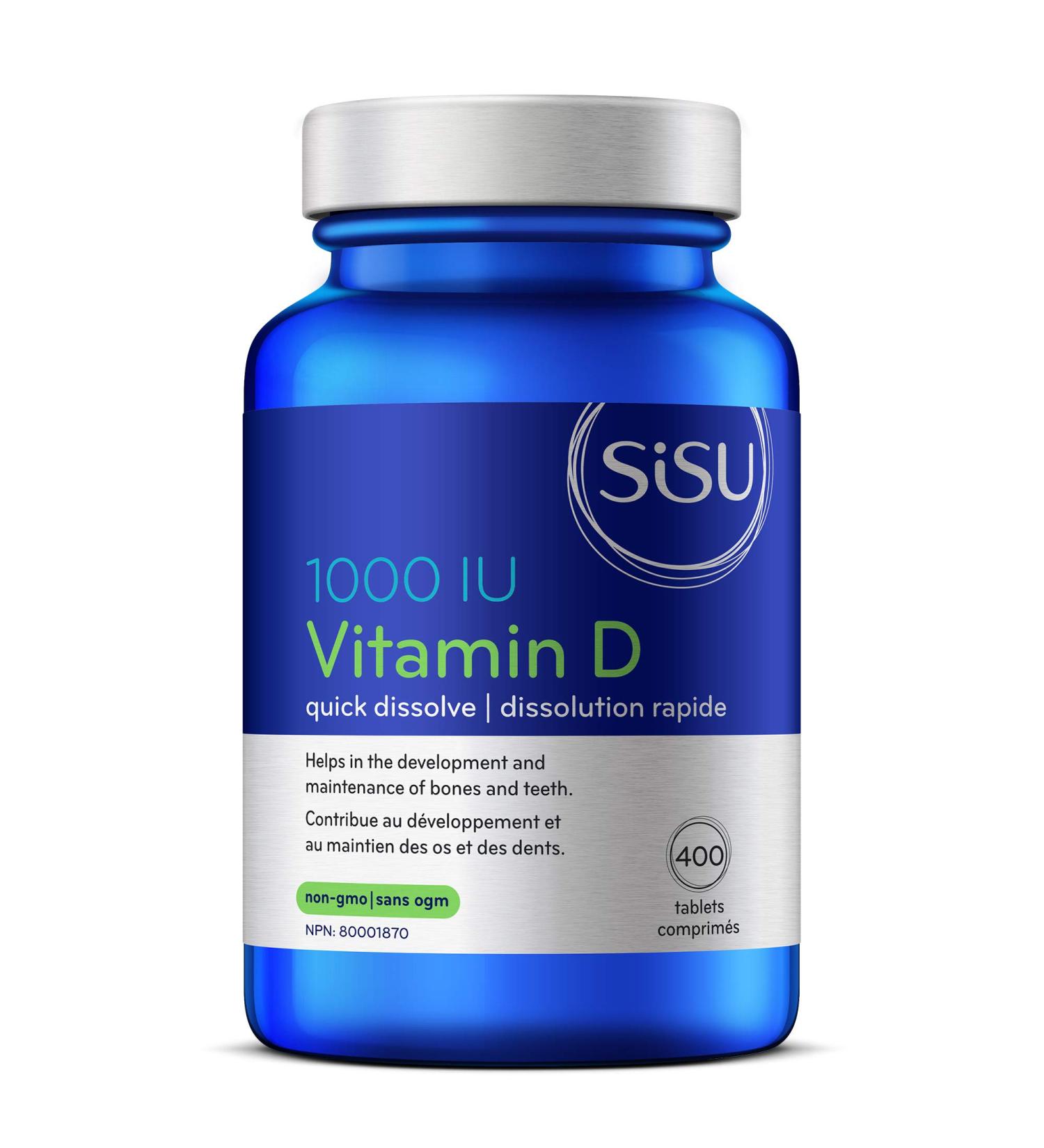 Sisu Vitamin D 1000 IU 400 Tablets - Quick Dissolve Vitamin D3 Tablets - Immune Support and Bone Maintenance - Gluten & Dairy Free - 400 Servings - Buy Online on GoSupps.com