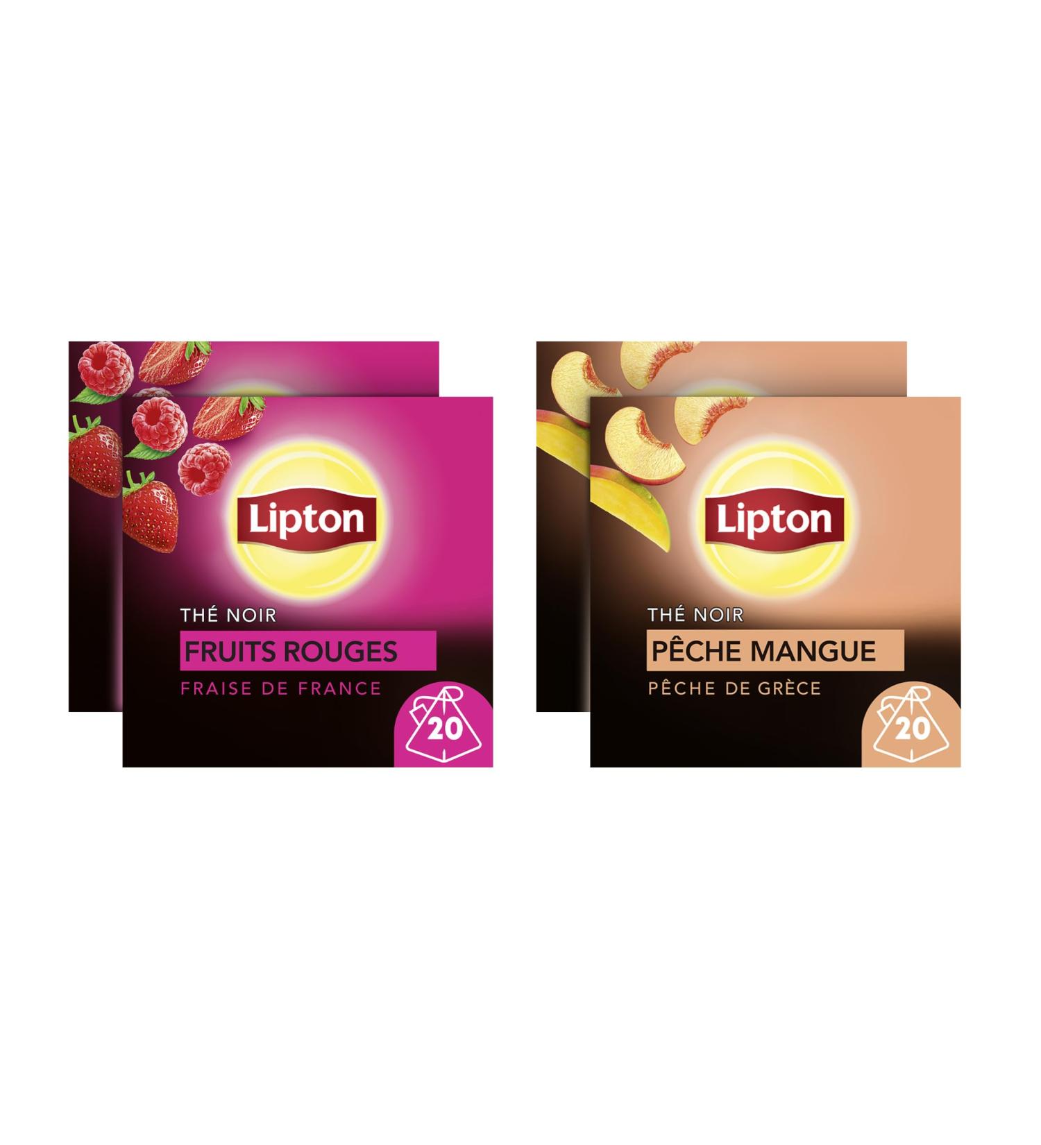 Lipton Th Noir Pack de 4 Boites de th x2 P che et Mangue + x2 Fraise de France 2x40 sachets 80 Sachets - Buy Online on GoSupps.com
