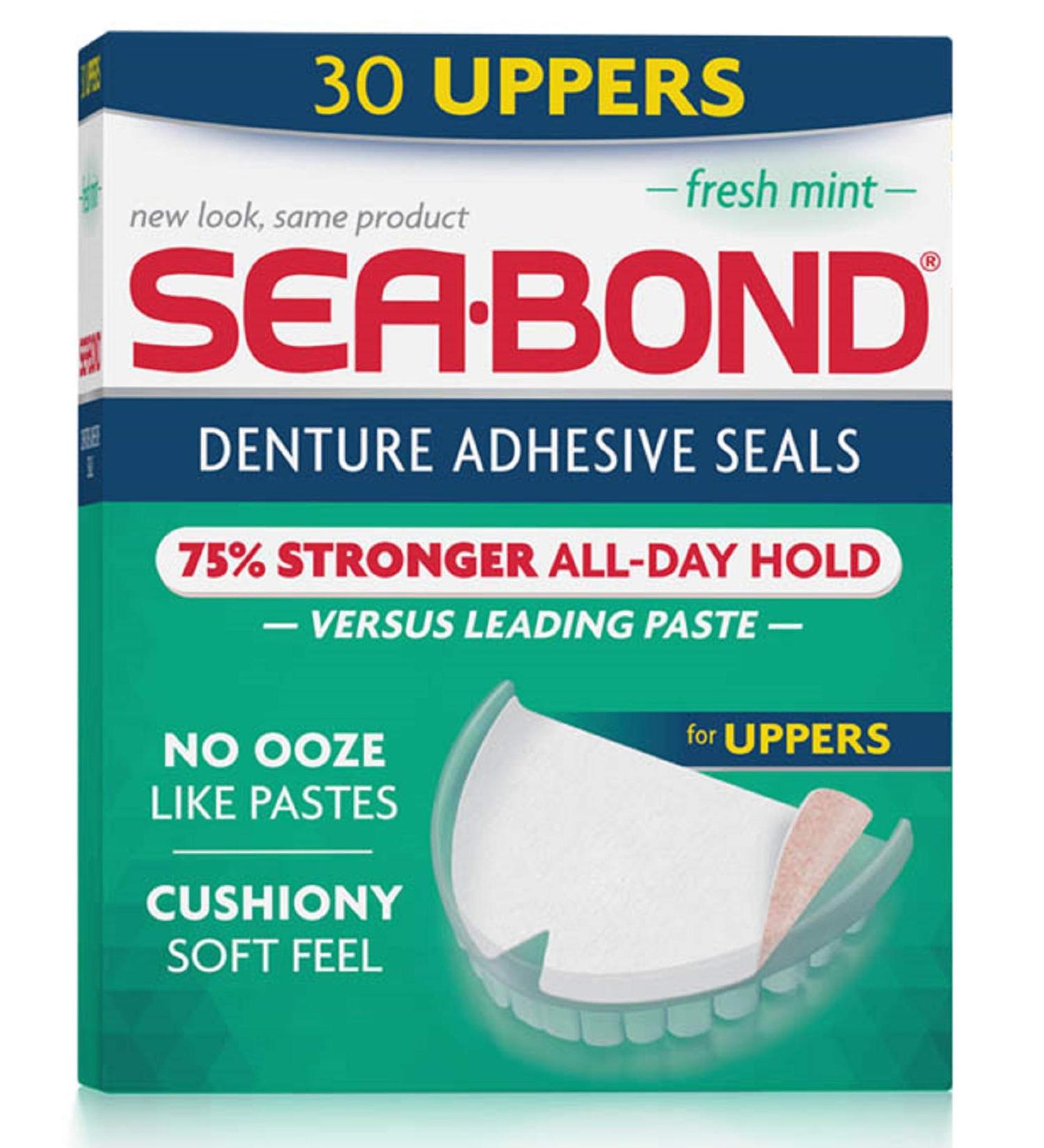 SEA-BOND Denture Adhesive Seals Uppers Fresh Mint 30 Each - Pack of 3 - Buy Online on GoSupps.com