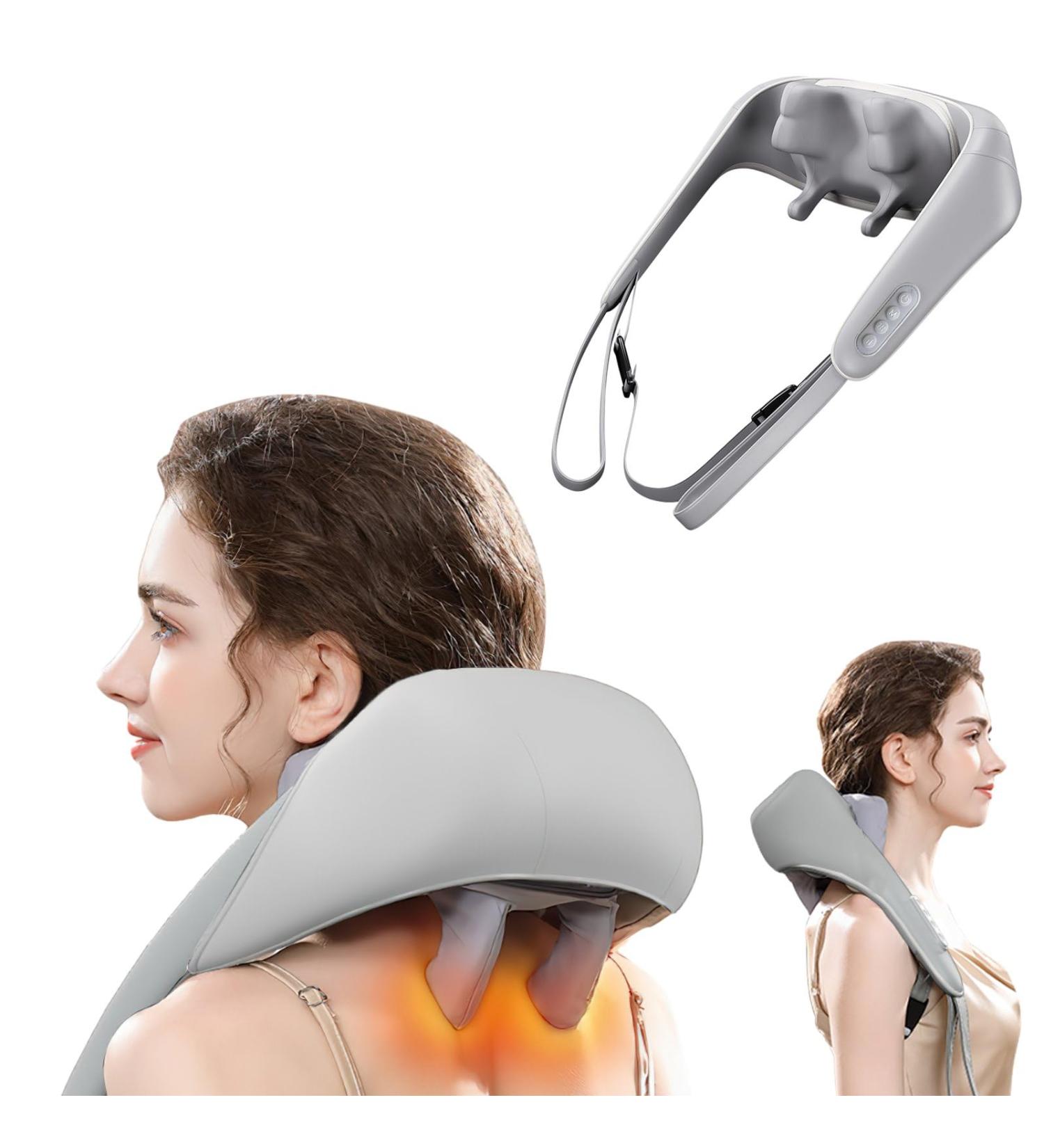 Shiatsu Neck & Shoulder Massager with Heat - Deep Tissue Kneading Device for Back Legs & Feet - 6 Silicone Heads - International Shipping - Buy Online on GoSupps.com