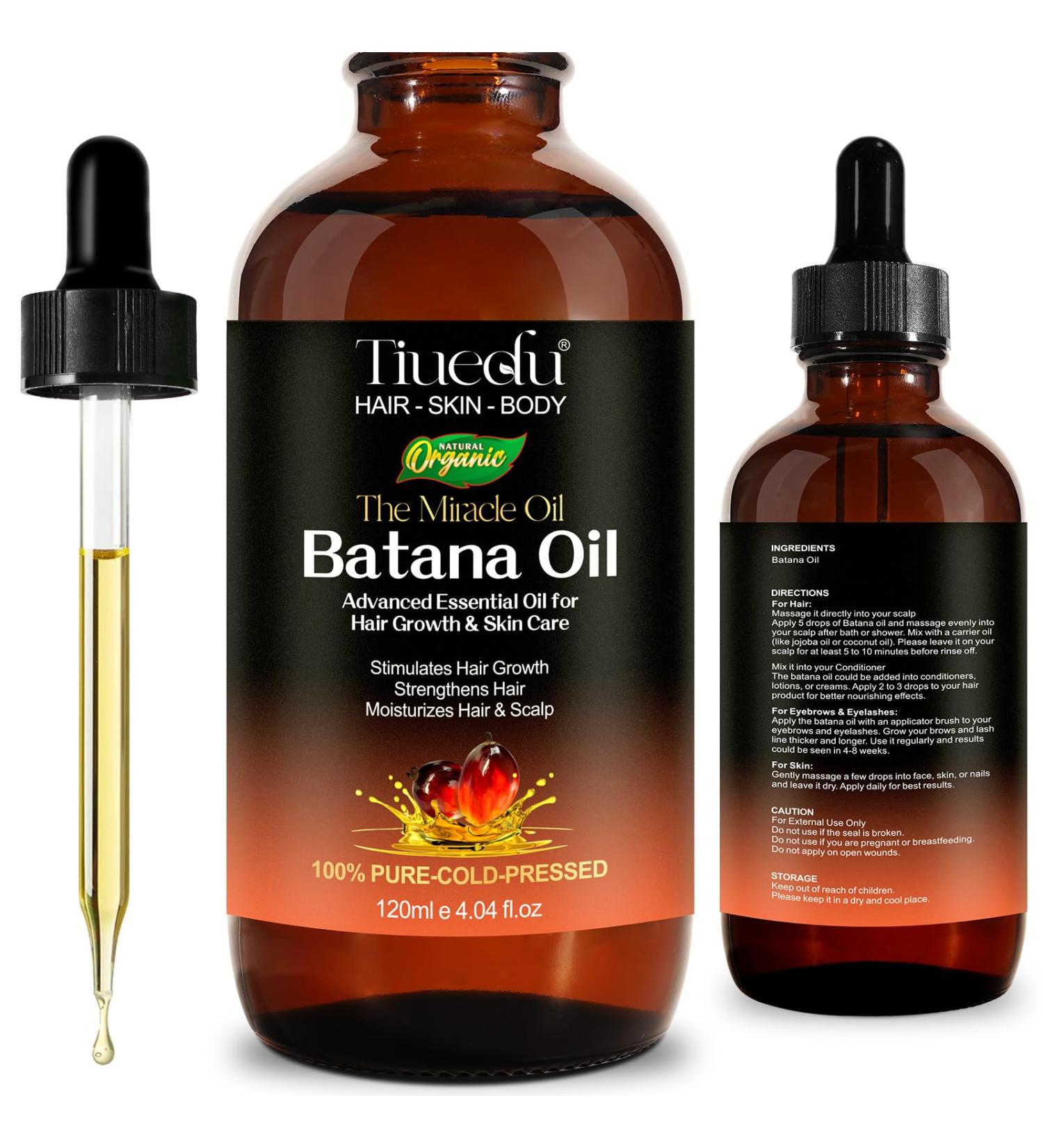 Natural Unrefined Batana Oil for Hair Growth & Nourished Scalp | Essential Hair Eyelash & Skin Care Oil - 4.04 oz - Buy Online on GoSupps.com