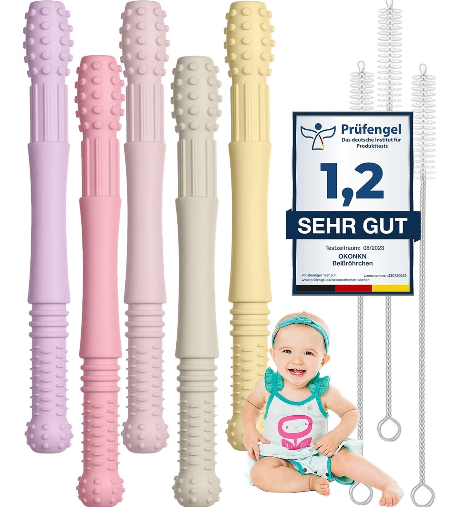 Buy Okonkn Bite Tube Baby 5-Set | BPA-Free Silicone Dental Aid for Infants | Perfect Baby Accessories for Boys & Girls 3 Months+ - Buy Online on GoSupps.com