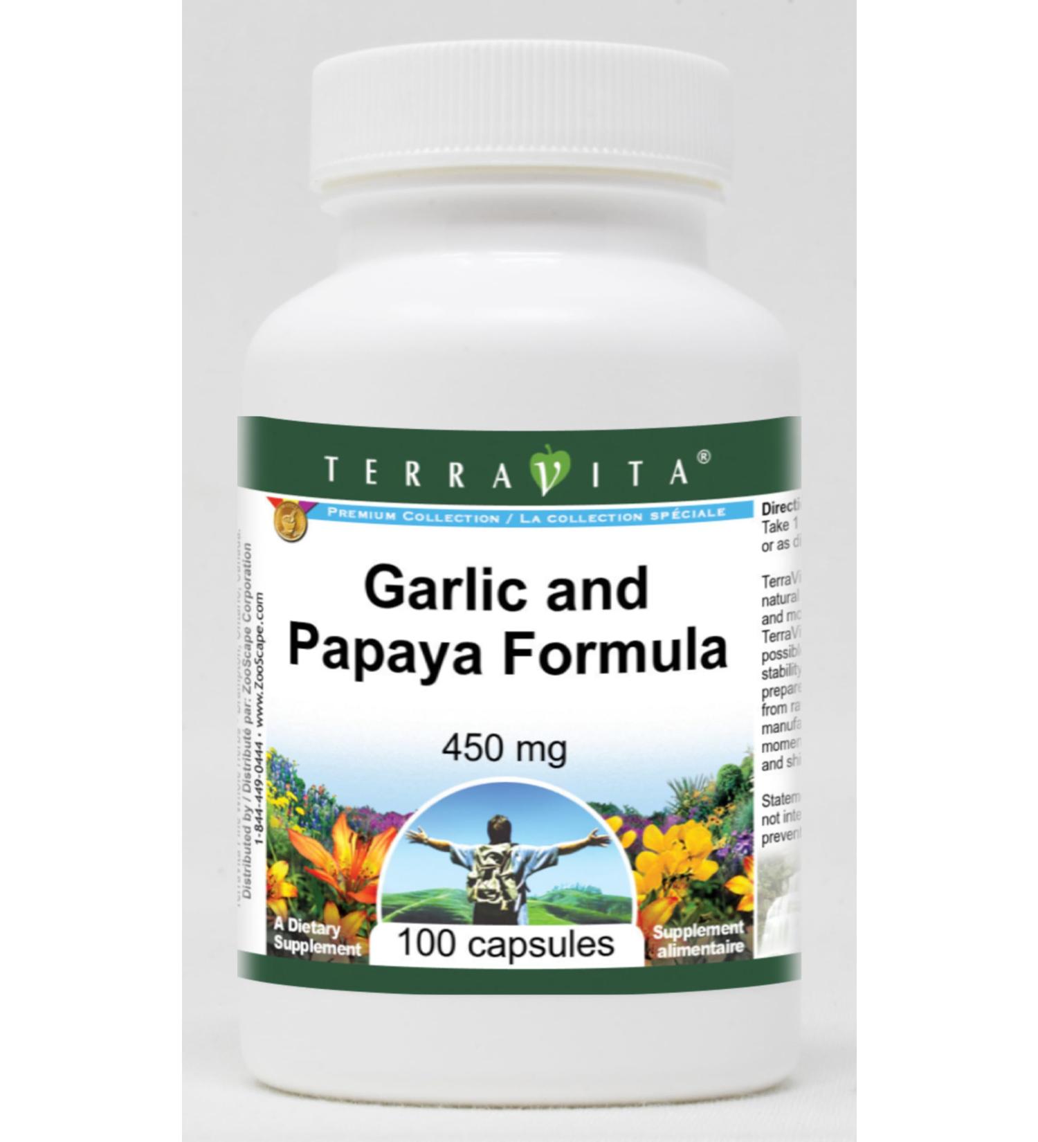 Garlic and Papaya Formula - 450 mg (100 Capsules ZIN: 513967) - Buy Online on GoSupps.com
