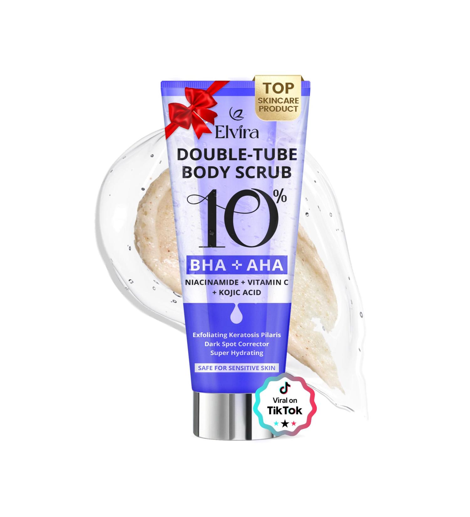 Elvira KP Bump Eraser Foot & Body Scrub Exfoliating Scrub for Keratosis Pilaris Smooth Skin with 10% AHA BHA & Niacinamide Deep Moisturizing Cleanser for All Skin Types Exfoliante para el Cuerpo UNSCENTED - Buy Online on GoSupps.com