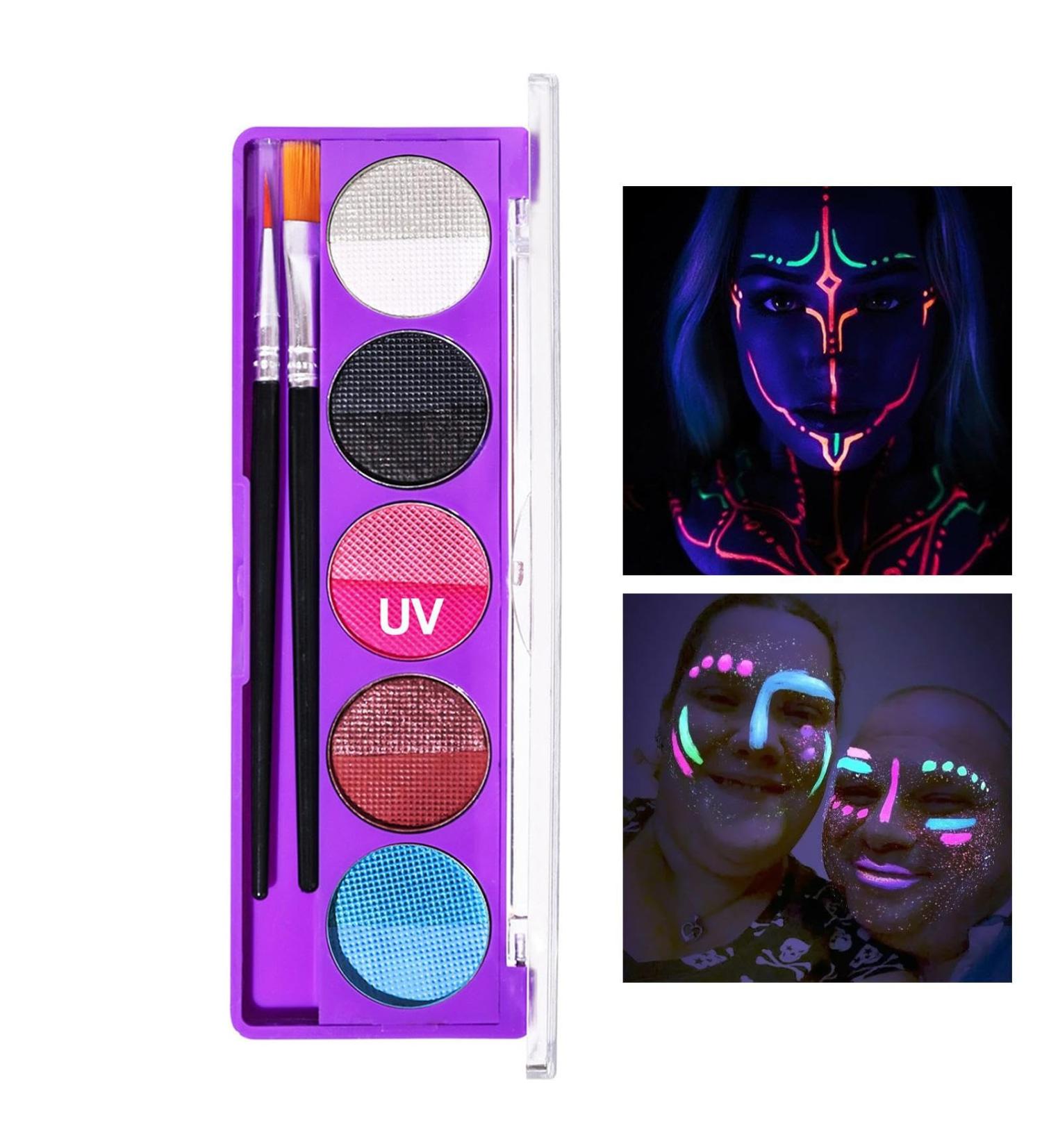 Glow in The Dark Makeup | 5-color Long-Lasting Eyeshadow Makeup | Lightweight High Gloss Makeup Powder UV Shimmer Face Makeup Glow Blacklight Makeup Cosmetics for Halloween Hondony 02# - Buy Online on GoSupps.com