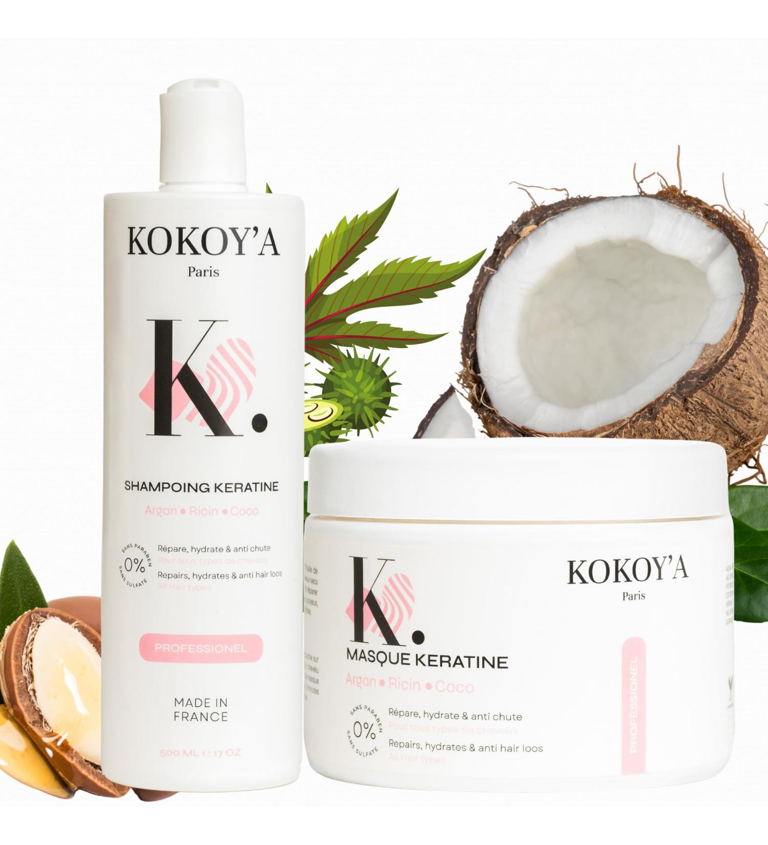 KOKOY'A Paris - Argan Coconut and Castor Oil Shampoo and Mask Pack - Nourishing and moisturizing hair care - Buy Online on GoSupps.com