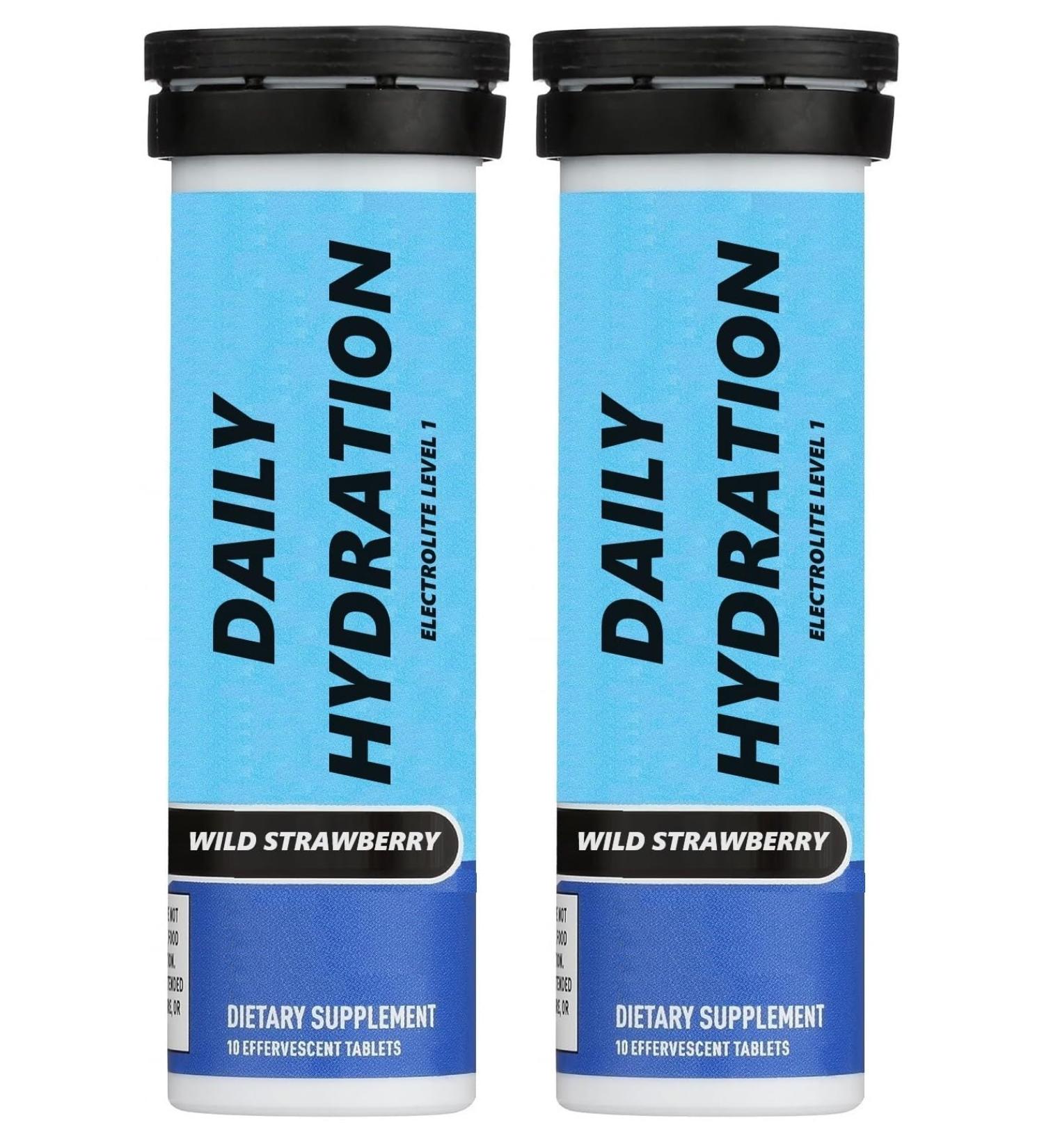 Daily Hydration Electrolyte Supplement Drink Tablets Wild Strawberry 10 Tablets - Pack of 2 (Packaging May Vary)