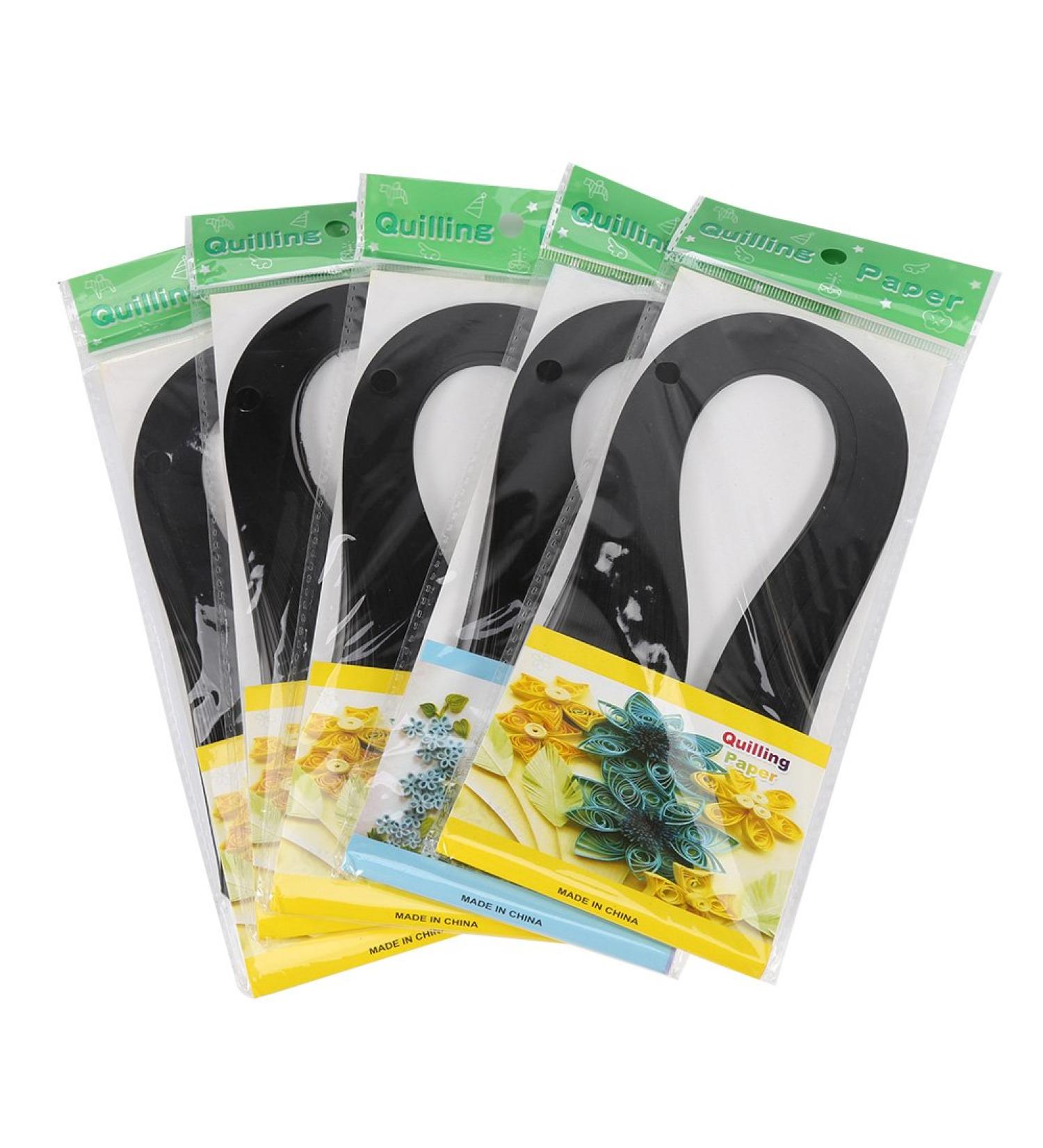 ZJchao Paper Quilling Strips Set - 600 Strips 3mm Width Pure Color Origami Paper for DIY Quilling Art and Hand Craft Decoration (Black) - Buy Online on GoSupps.com