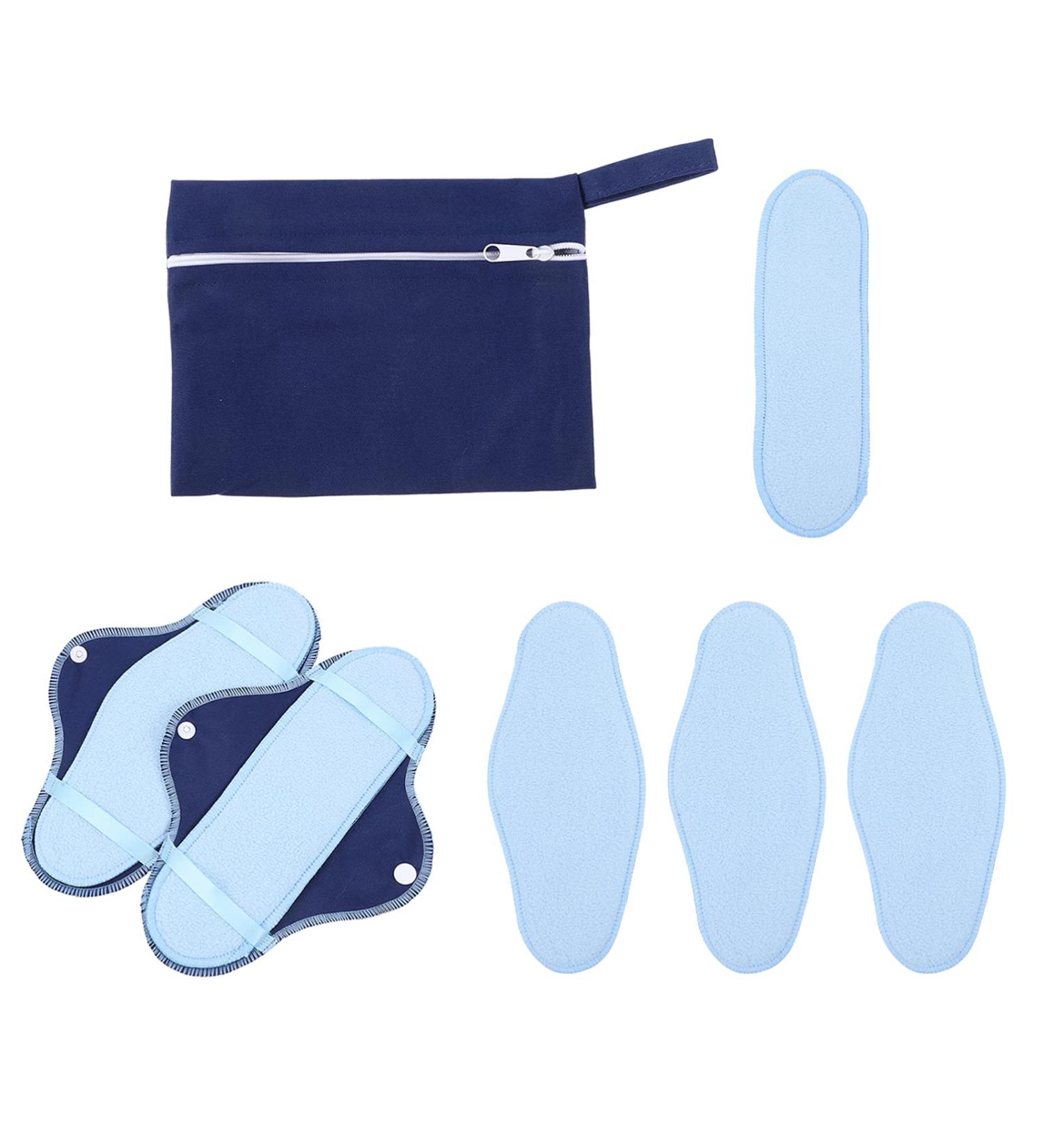DOITOOL Women's 8pcs Reusable Sanitary Pads Set with Storage Bag - Washable Cloth Menstrual Panty Liners for Heavy Flow, Maternity, Postpartum - Women's Suits with Sanitary Napkins - Buy Online on GoSupps.com
