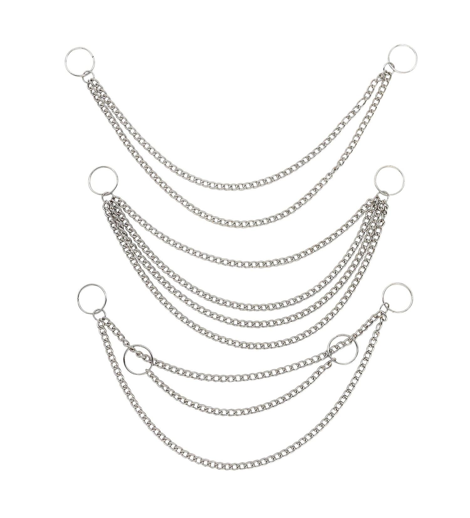 3PCS Silver Hair Jewelry Chain Rings for Women - Ponytail & Braid Cuff Accessories - Buy Online on GoSupps.com