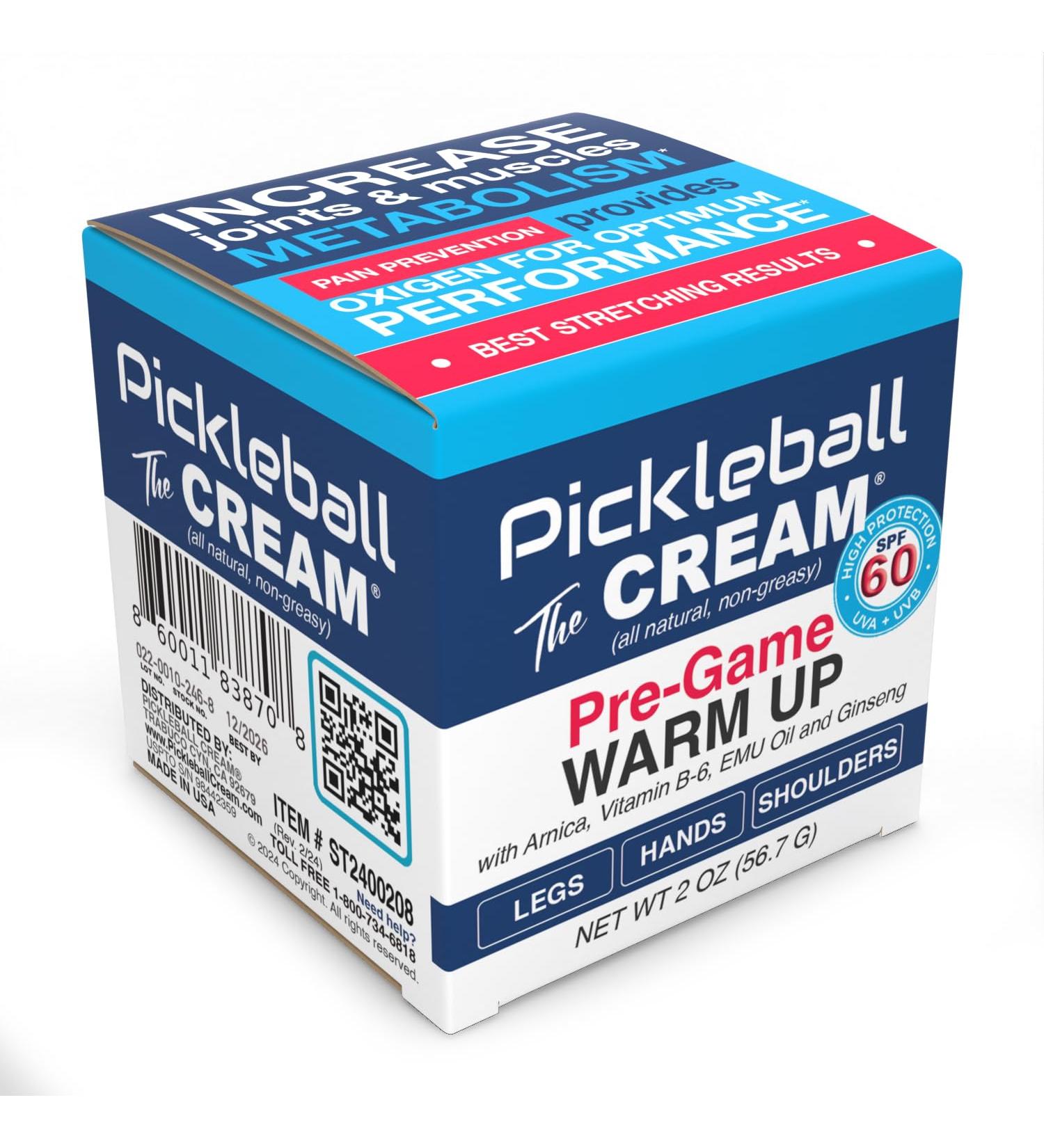 PRE-Game Warm Up SPF 60 Joint & Muscle Therapy Cream for Pickleball - Enhance Grip Strength Control Shots & Prevent Pain - Buy Online on GoSupps.com