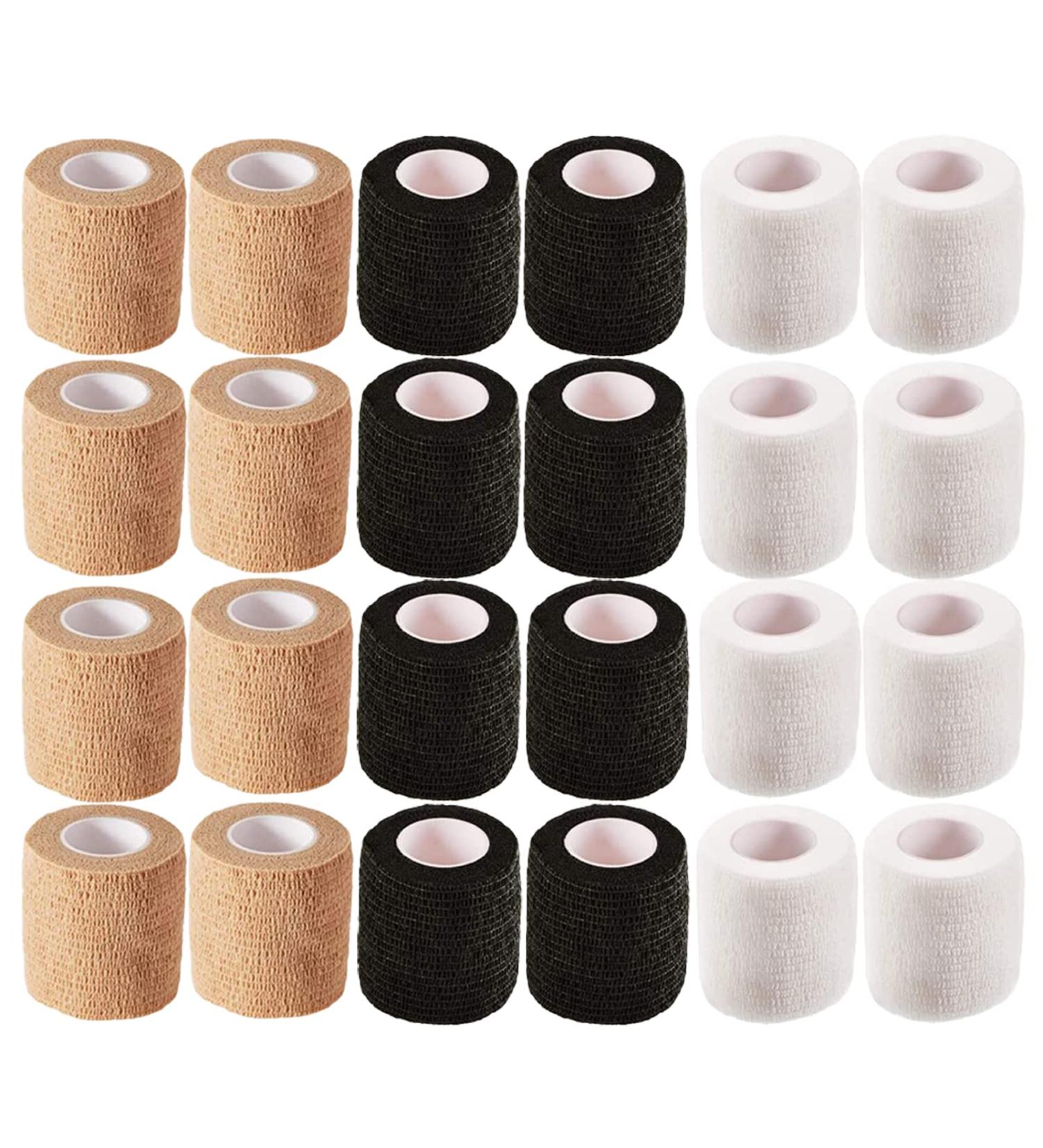 24 Pack 2 Self Adherent Bandage Wrap - Athletic Elastic Cohesive Flex Tape for Sport, First Aid, Medical - 5 Yards per Roll - Ideal for Wrist, Ankle, Sprains, Swelling - 3 Colors Included - Buy Online on GoSupps.com