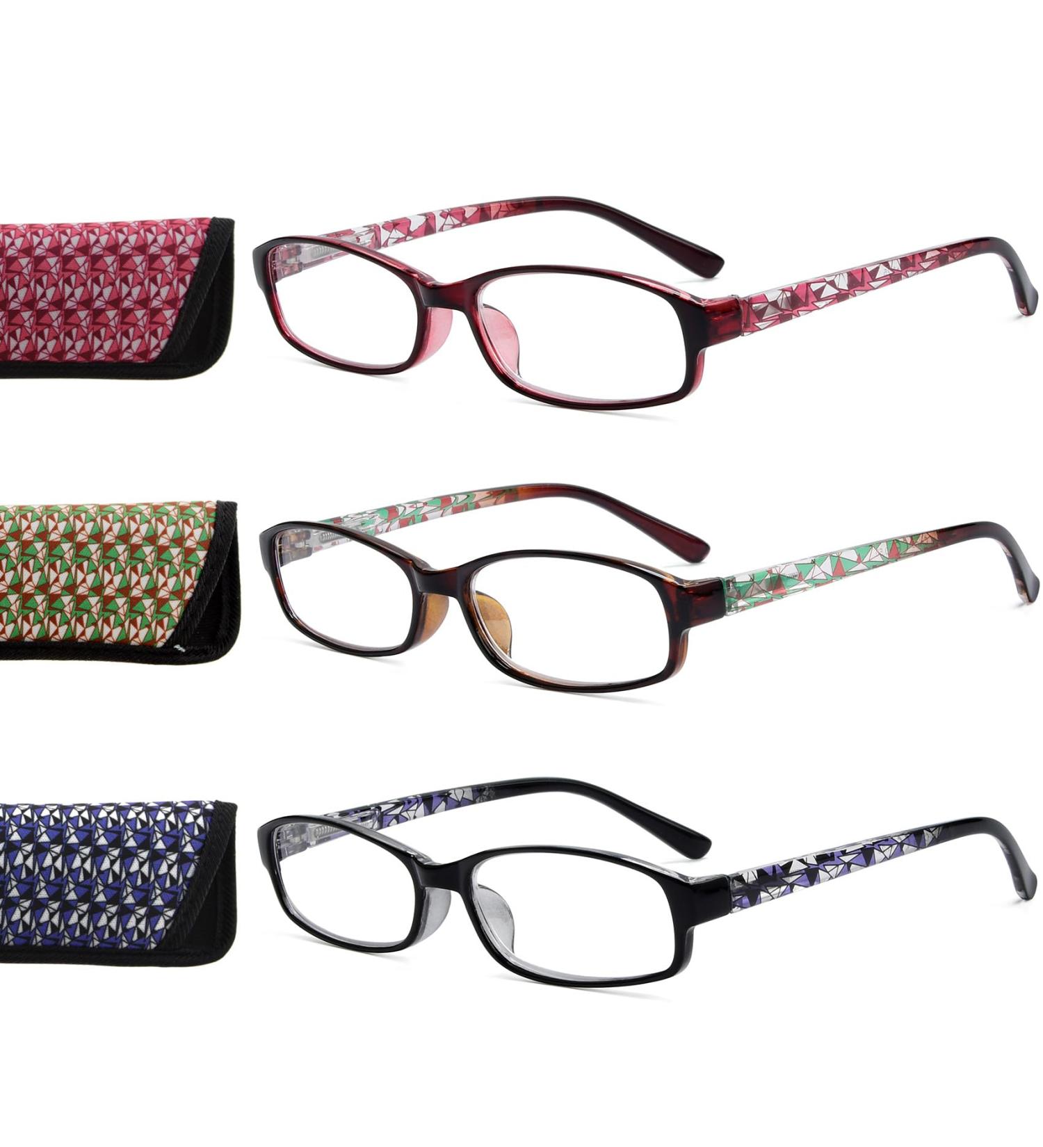 Eyekepper 3 Pack Women's Reading Glasses +0.50 - Stylish Patterns & Soft Case | International Shipping - Buy Online on GoSupps.com