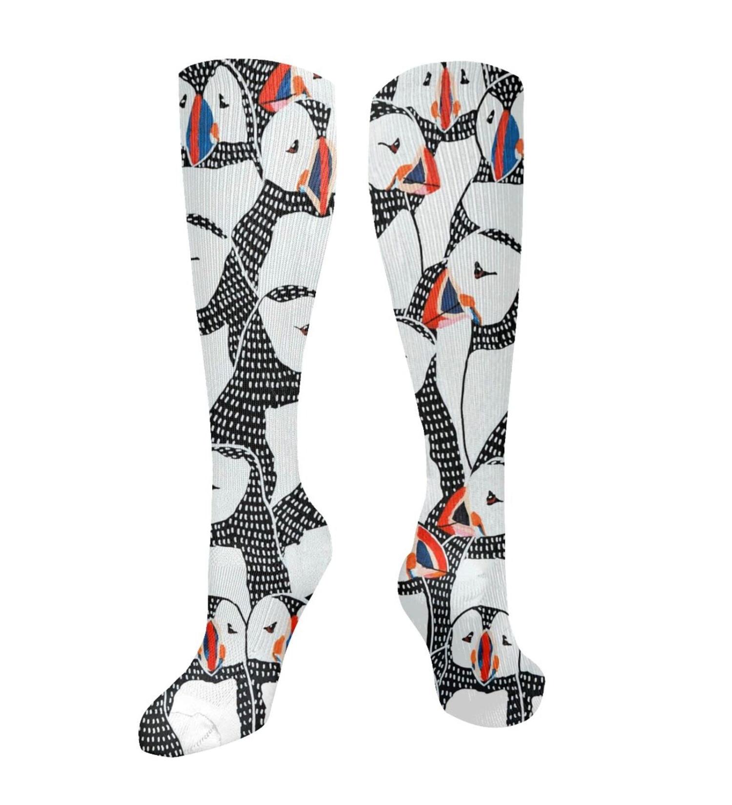 Puffin Drawing Compression Socks for Men & Women | 15-20 mmHg Support for Running & Cycling - Buy Online on GoSupps.com