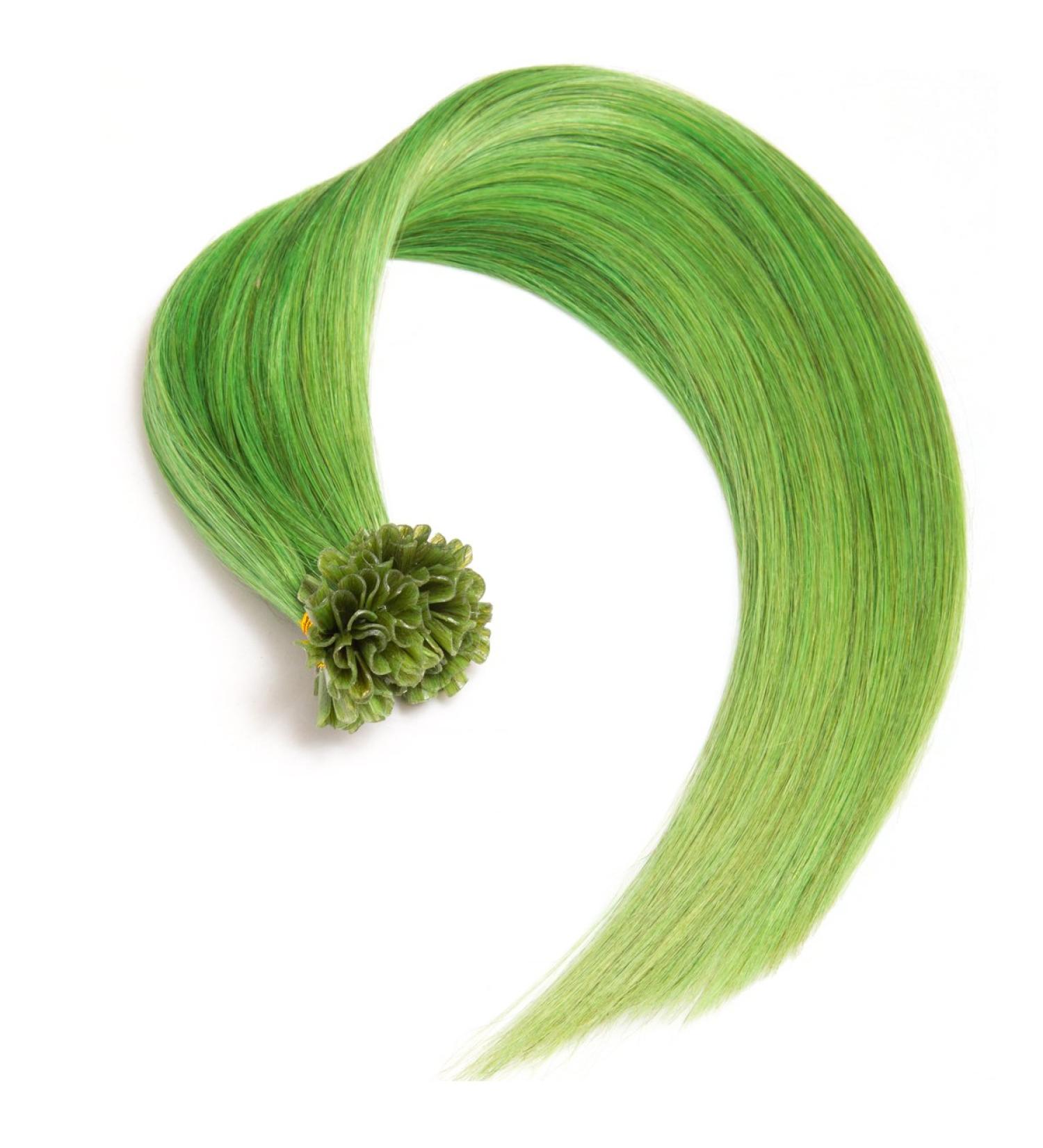 Green Keratin Bonding Extensions - 100% Remy Human Hair U-Tip - 50x 1g 45cm Smooth Strands in Green - Long Lasting Hair Extensions - Buy Online on GoSupps.com