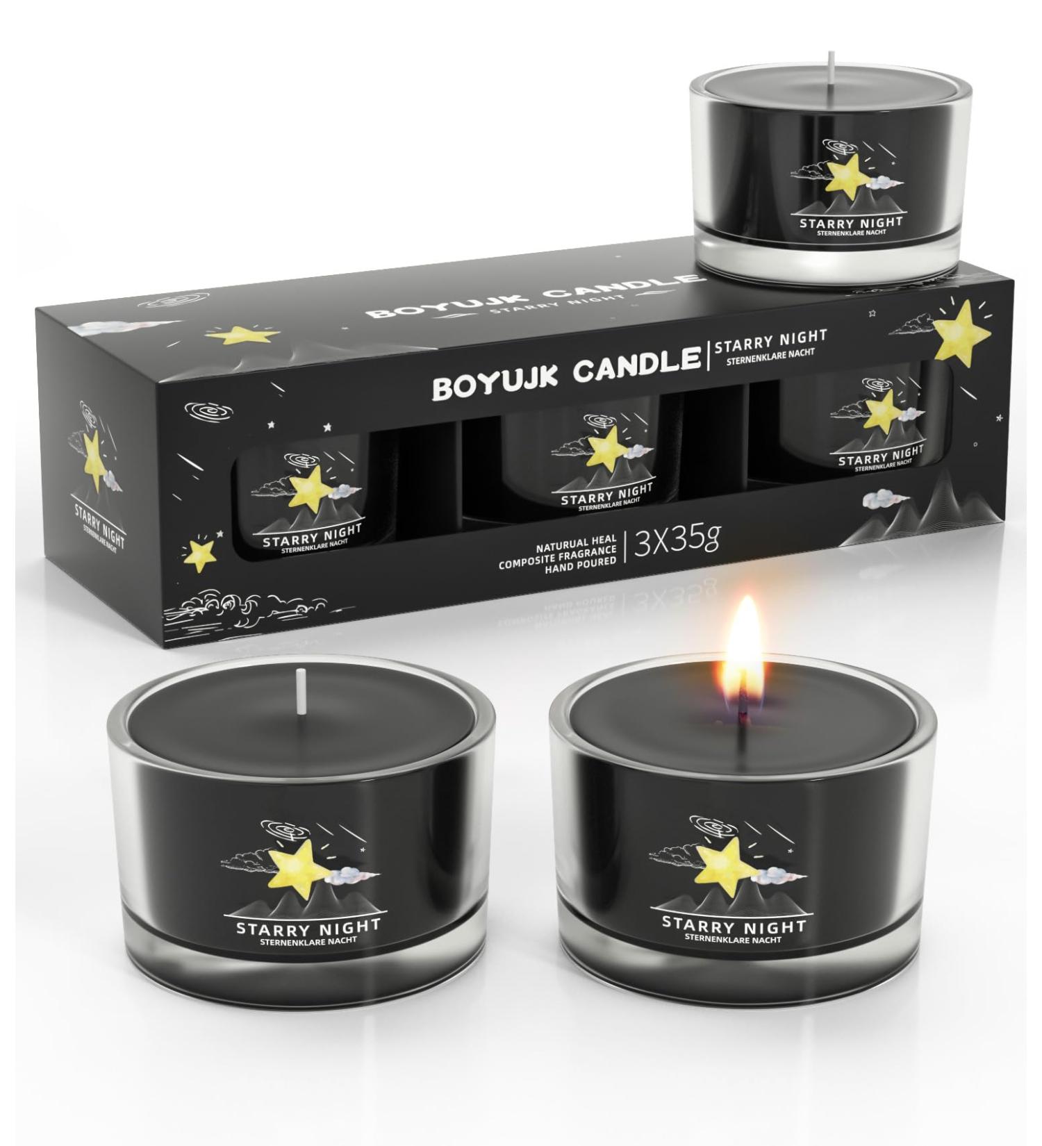 Scented Candle Gift Set for Anxiety Relief | 3 Scented Sleep Candles | Relaxation Gifts for Women/Men | Starry Night Black - Buy Online on GoSupps.com