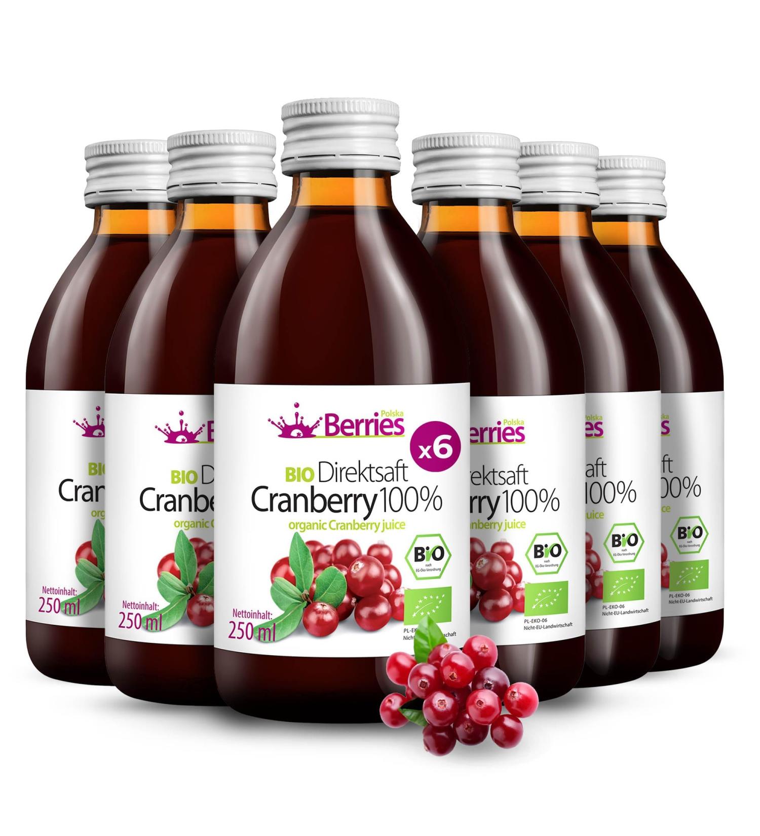 Organic Cranberry Juice 6 Pack | 100% Cold-Pressed Vegan No Sugar No Preservatives - Berriespolska  - Buy Online on GoSupps.com