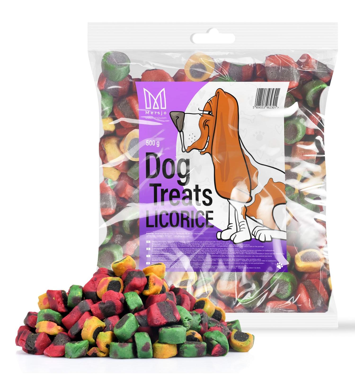 Mersjo Dog Snacks - 500g Training Treats & Delicacies for All Breeds | Gently Dried Meat Trainers Licorice Flavor - Buy Online on GoSupps.com