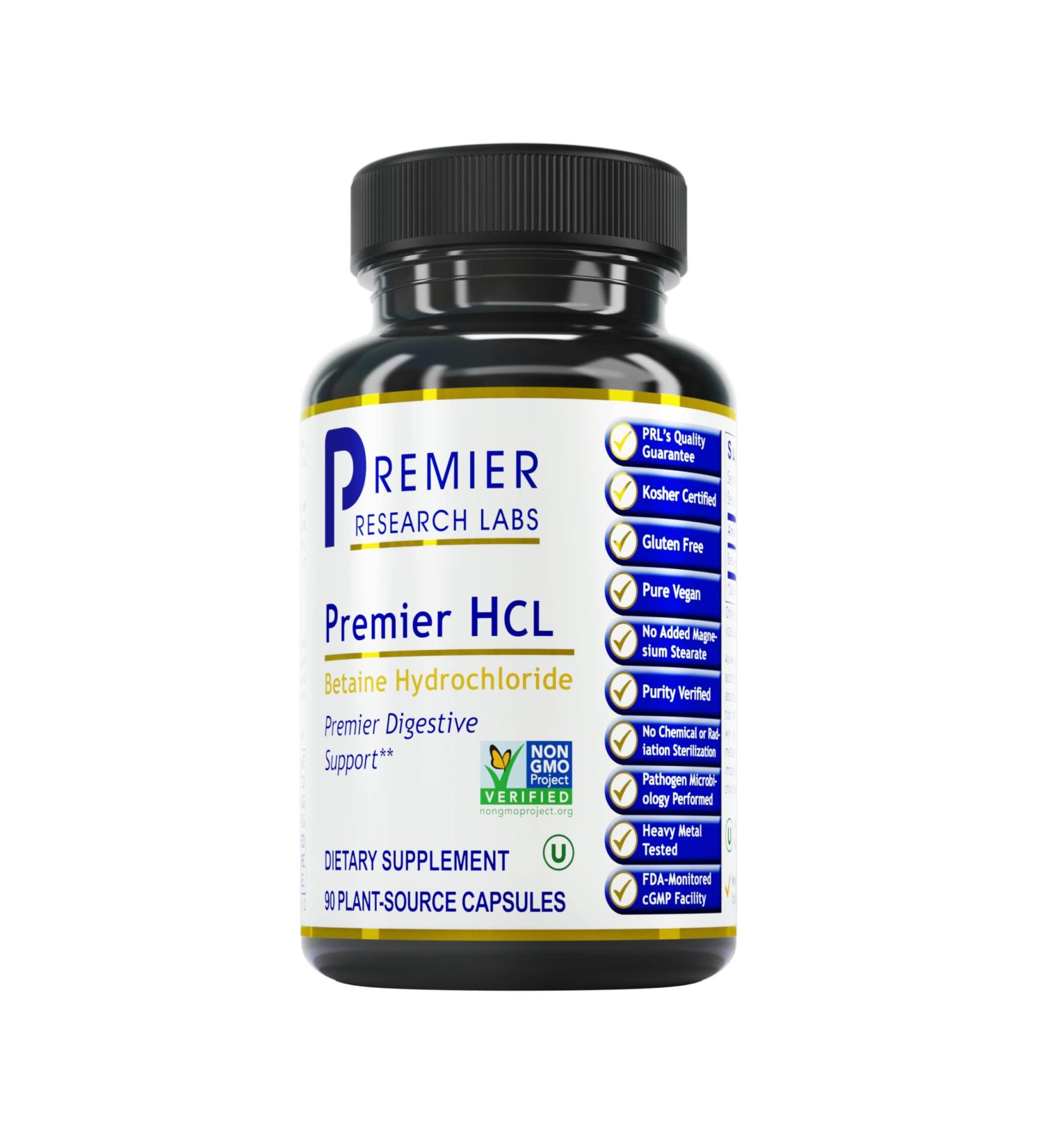 PRL HCL Betaine Hydrochloride Acid Supplement - Digestion Support - 90 Vegan Capsules - Buy Online on GoSupps.com