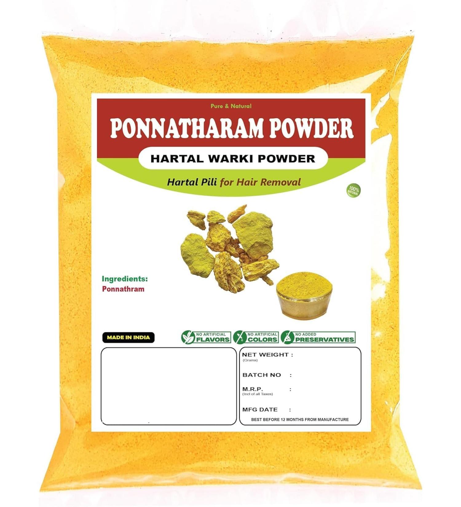 aj Hartal Warki Powder - Pack of 150Gm - Ponnatharam Powder | Hartal warqi | Hartal Pili | Harita Manjari for Hair Removal | Suitable for Unisex