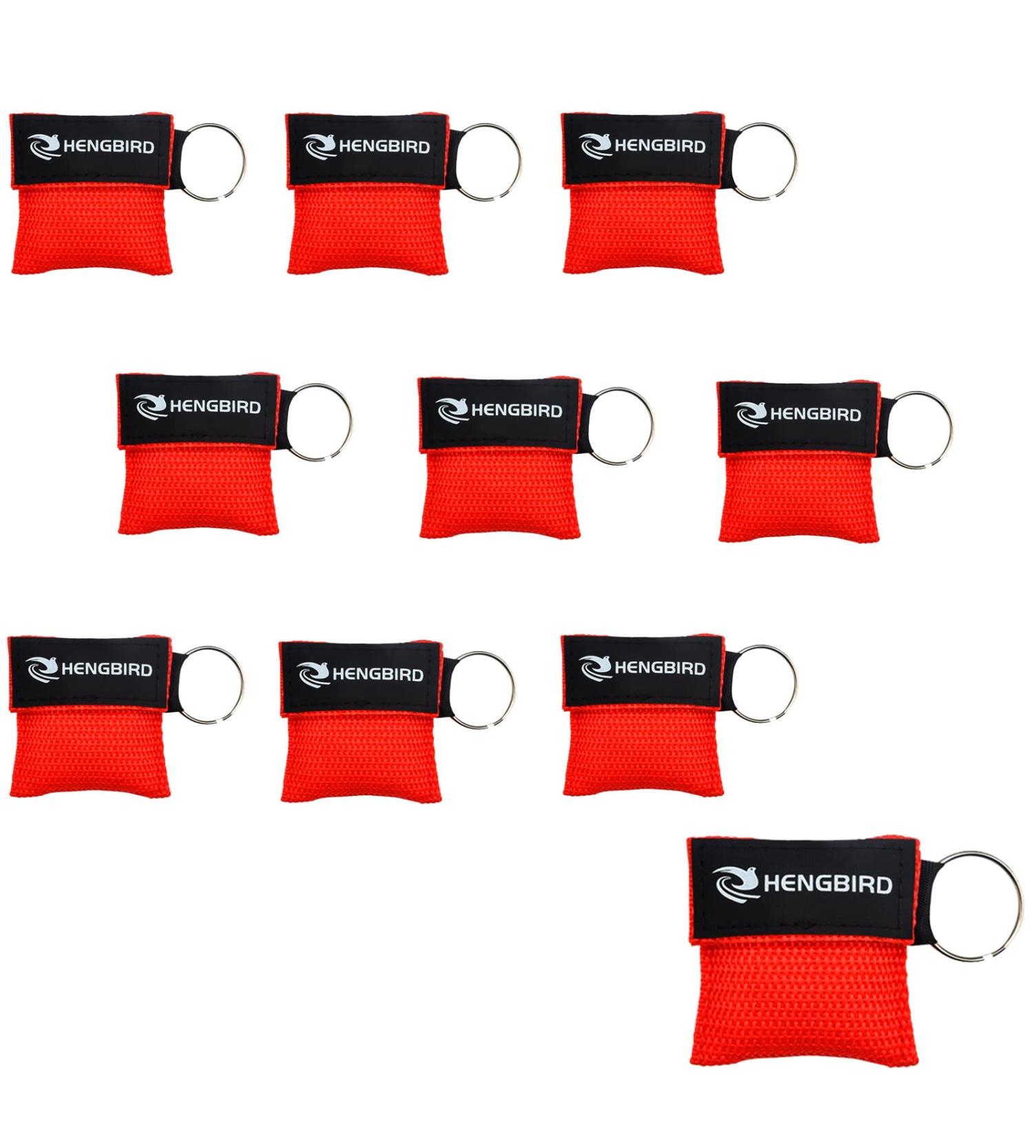 Beating Mask Key Rings | CPR Face Shield & First Aid Ventilation Masks for Adults & Kids | Emergency Cloth Pocket Mask for AED Training (Red 10 Pack) - Buy Online on GoSupps.com