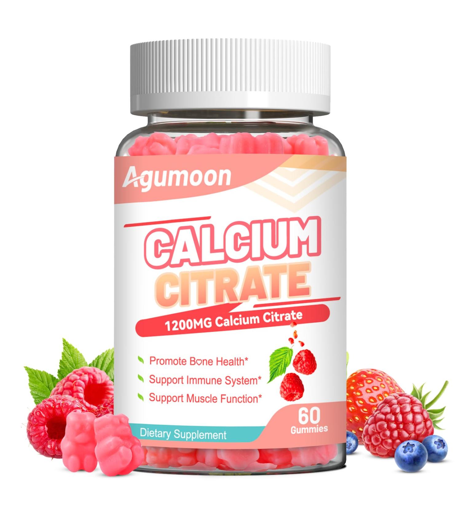 Calcium Citrate Gummies 1200mg Chewable Calcium Supplement for Women & Men Ultimate Absorption Calcium Gummies for Muscle & Immune Support Sugar Free Raspberry Flavor 60 Count 60 Count (Pack of 1) - Buy Online on GoSupps.com
