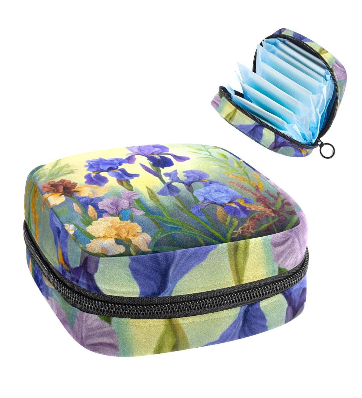 Large Capacity Storage Bags for Women's Bandages & Menstrual Cups | Travel Organizer | Violet Watercolor Design - Perfect for Makeup & Essentials - Buy Online on GoSupps.com