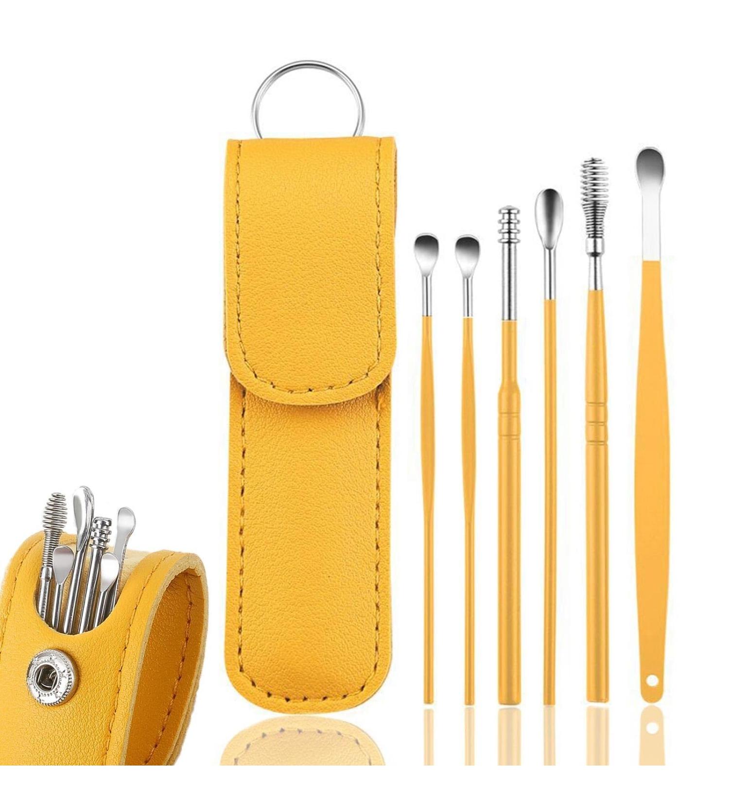 Pleteffect Ear Cleaner Tool Set | Innovative Earwax Removal Kit | Portable Ear Cleaning Tools with PU Leather (Yellow) - International Shipping Available - Buy Online on GoSupps.com