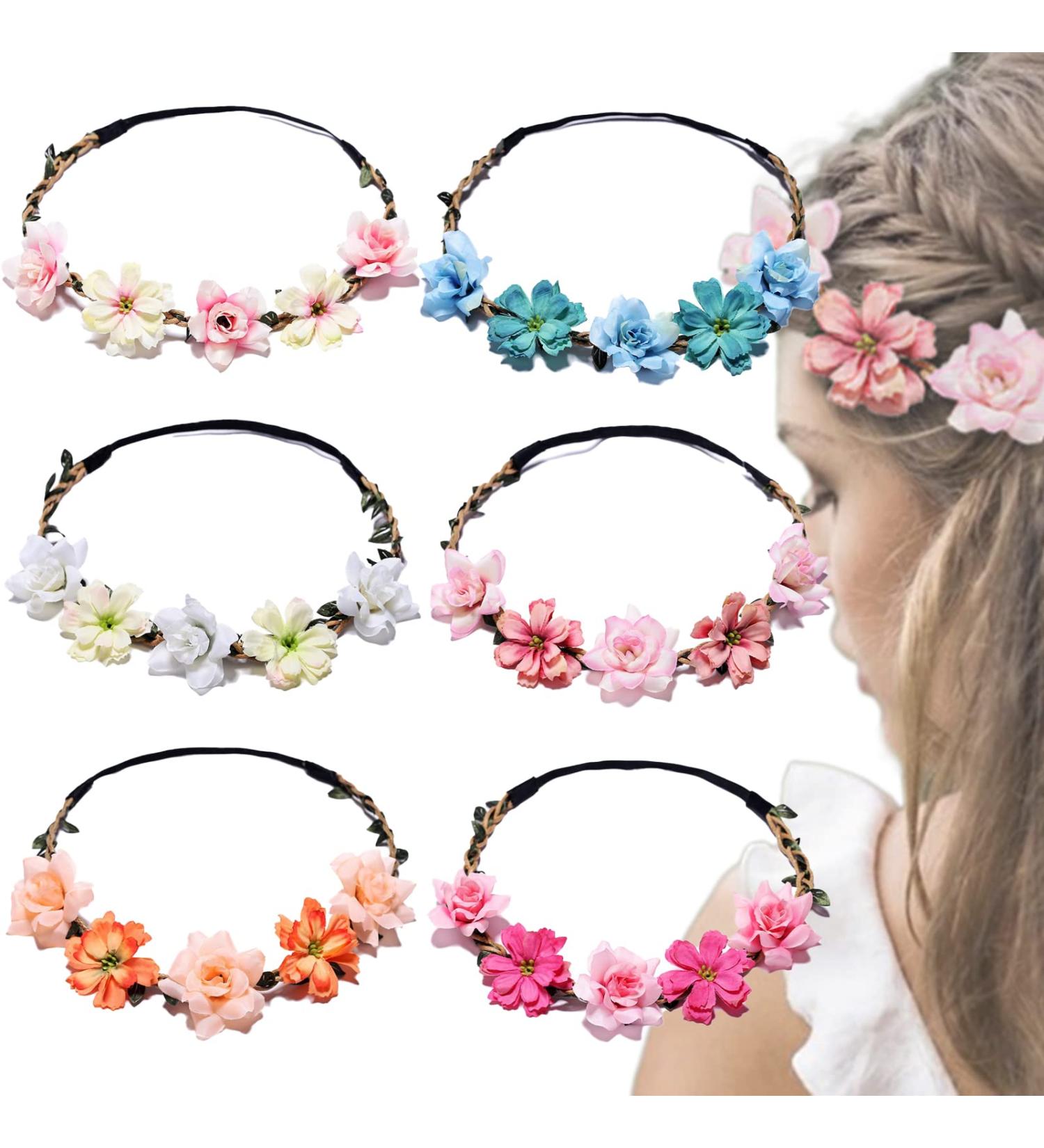 Awyy 6-Piece Flower Crown Headband Set | Bridal Wreath Hair Bands for Weddings Festivals & Travel Photography - Buy Online on GoSupps.com