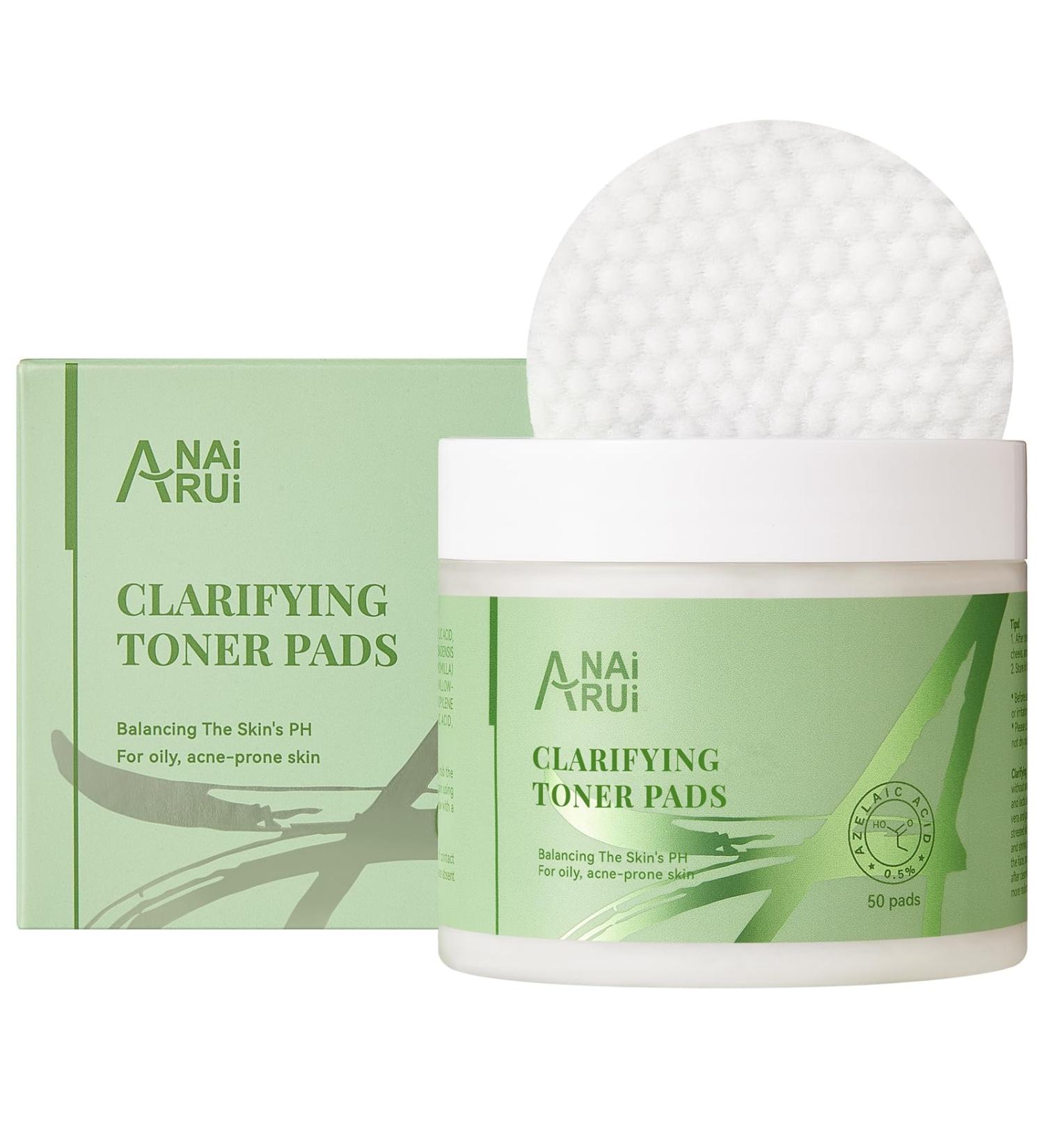 ANAI RUI Clarifying Toner Pads - Exfoliating Face Pads with Lactic Salicylic & Azelaic Acid for Acne & Blemishes - 50 Count - Buy Online on GoSupps.com