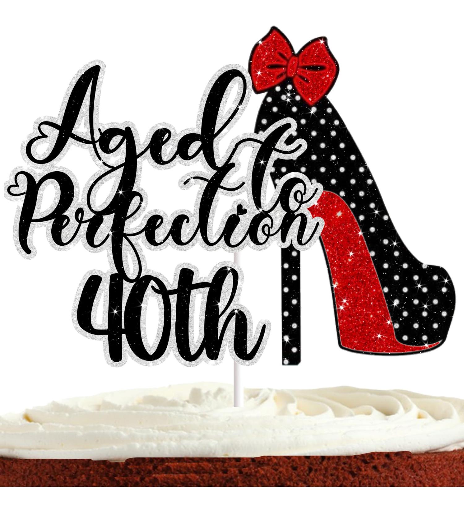 40th Birthday Cake Topper for Women Her Forty and Fabulous Aged Perfection to 40th Birthday Party Supplies Cheer to Vintage Dirty 40 Cake Decorations - Buy Online on GoSupps.com