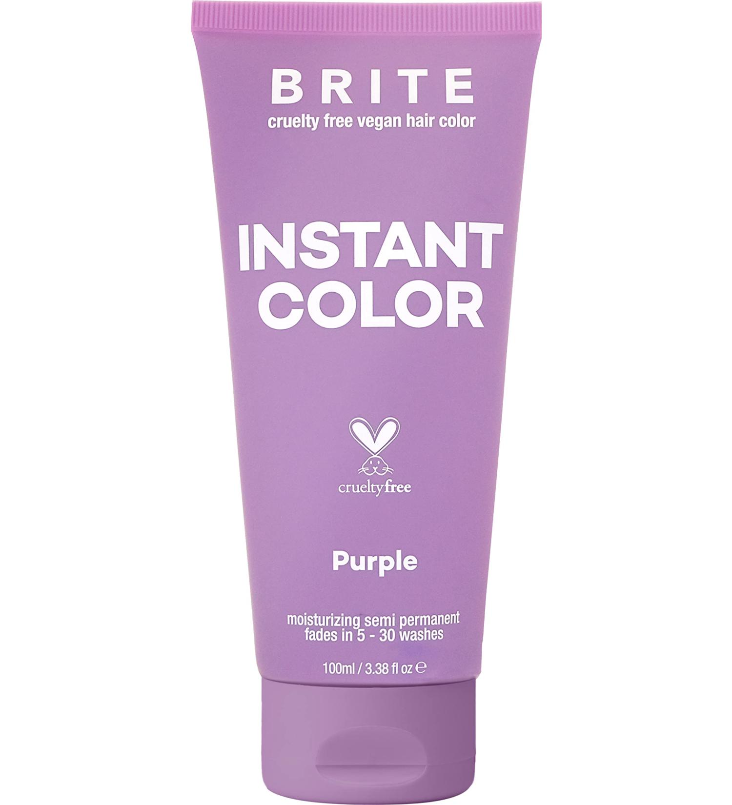 BRITE Purple Instant Colour Semi-Permanent Hair Dye - Moisturizing Formula, Ammonia Free, Paraben Free, Cruelty Free - 3.38 floz - Buy Online on GoSupps.com