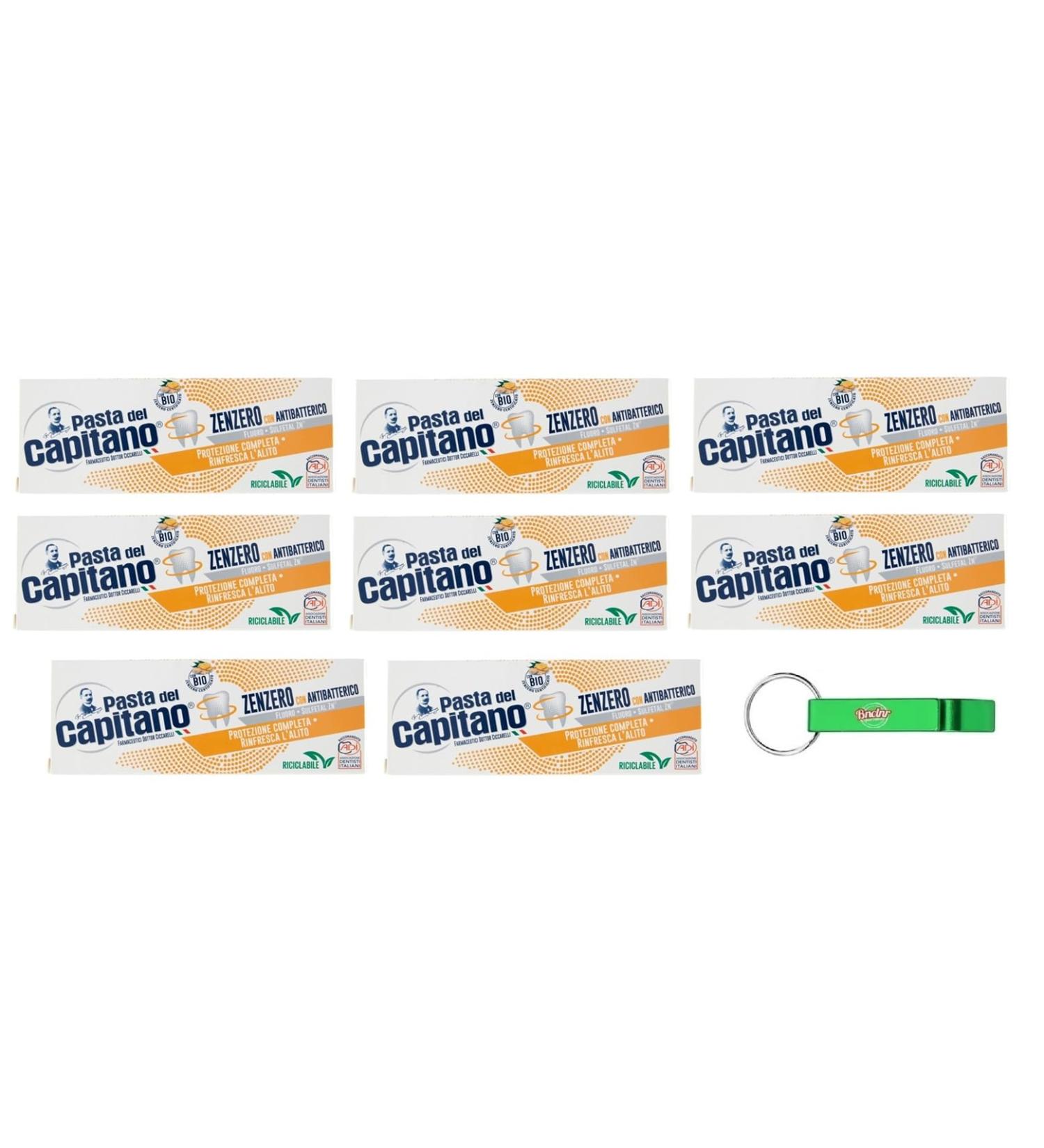 8x Pasta del Capitano Ginger Toothpaste 100ml - Complete Teeth Protection + Free Keychain - International Shipping Available - Buy Online on GoSupps.com