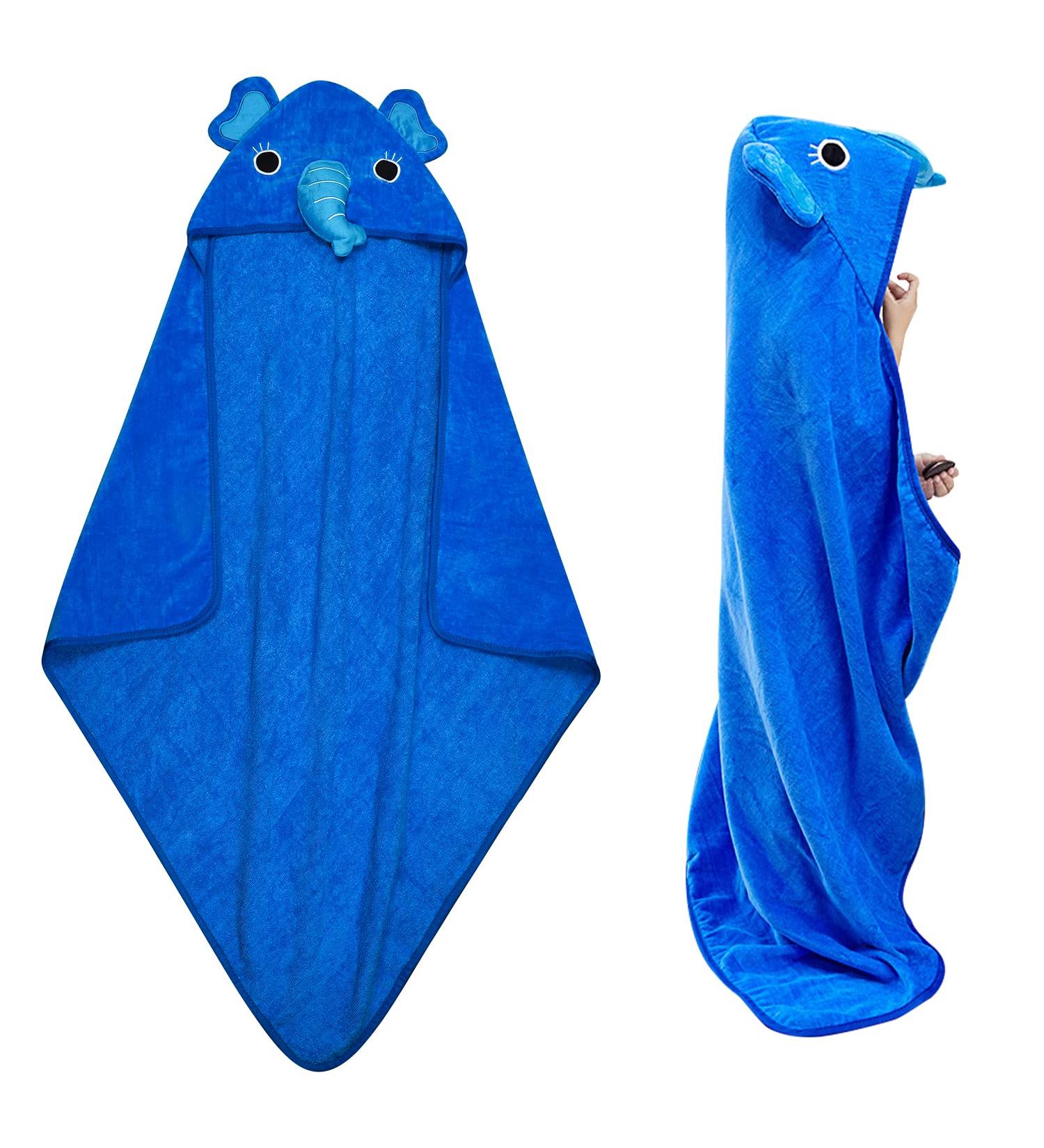 Flyish Direct Baby Bathing Poncho with Hood - 100% Cotton Newborn Towel 70x70 cm - Soft Blue Hooded Towel for Infants - Buy Online on GoSupps.com