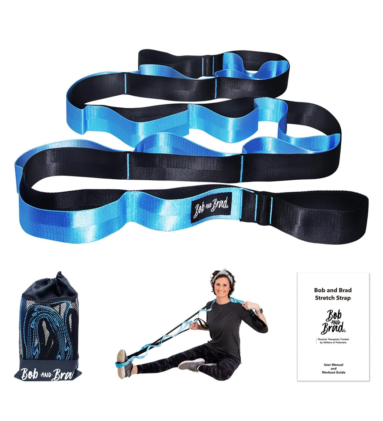BOB AND BRAD 12 Loop Stretch Strap with Carry Bag for Stretching & Physical Therapy - Non-Elastic Yoga Strap for Pilates, Dance, Gymnastics, Athletic Trainers - Buy Online on GoSupps.com